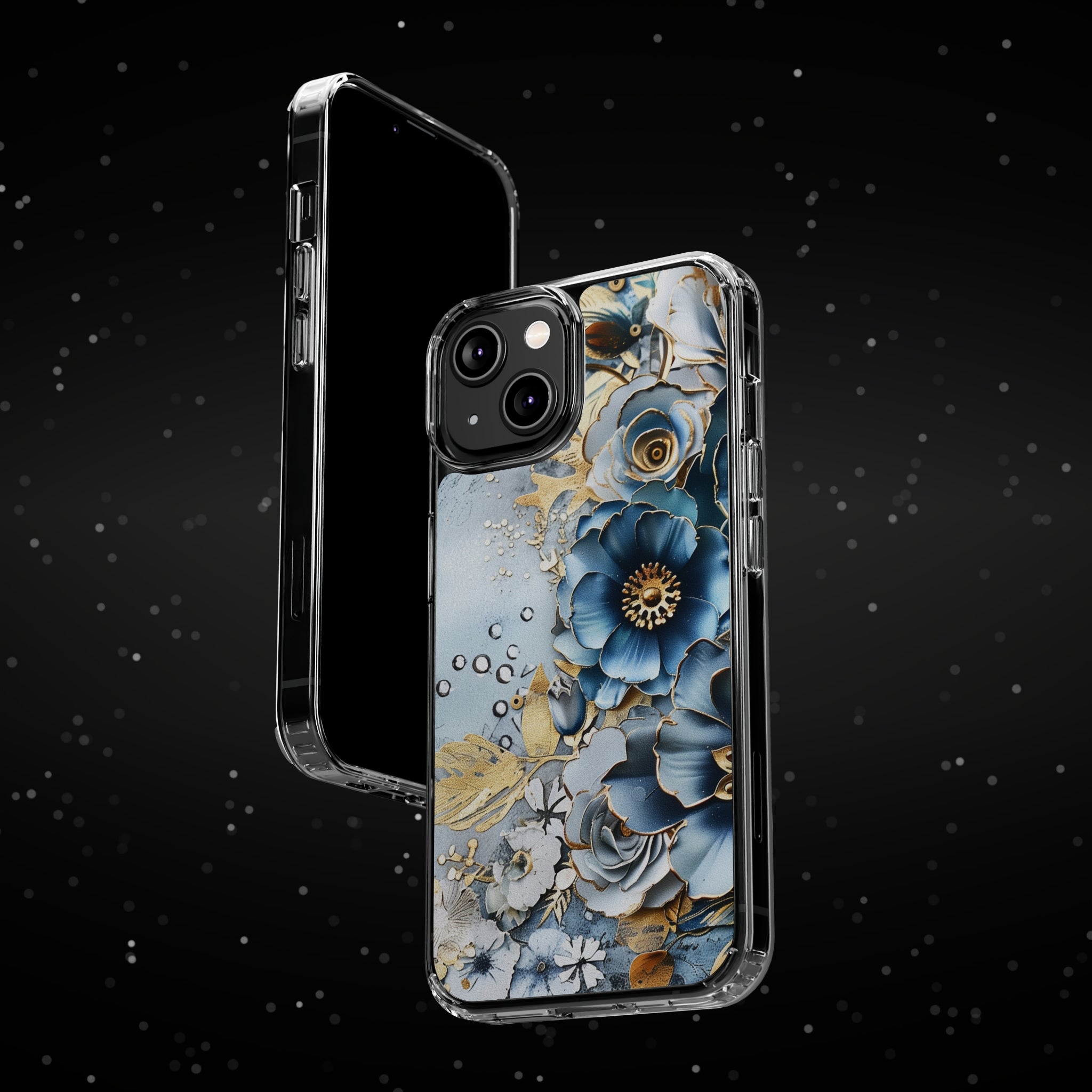 Blooming Blue Floral Bouquet - Crystal Guard Durable Apple iPhone Case