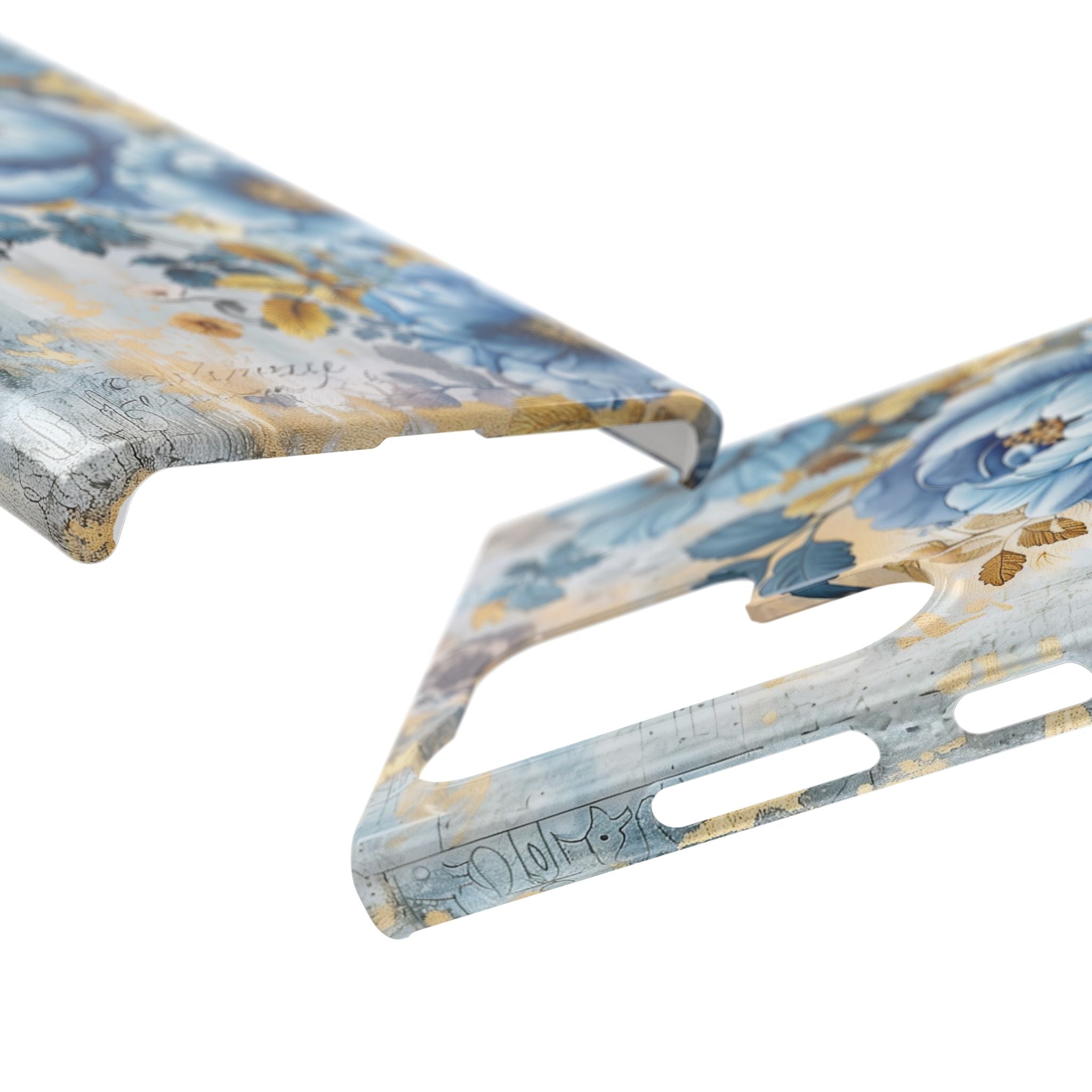 Blue & Gold Blooming Flowers - Slim Guard Samsung Galaxy Case