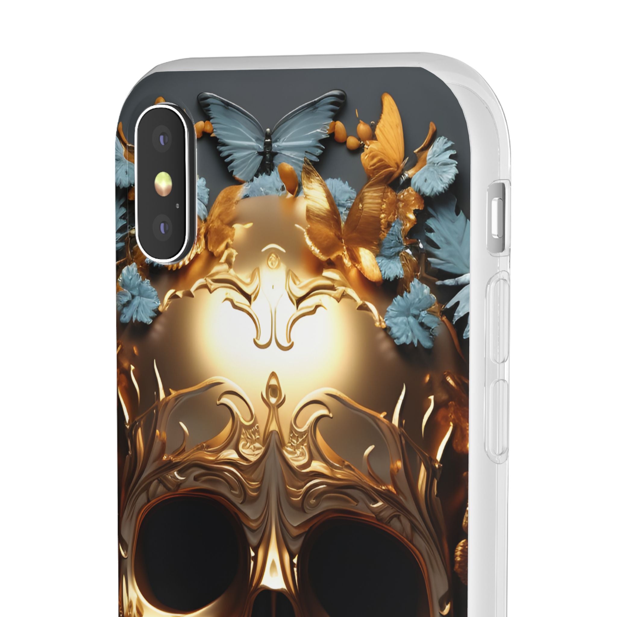 Golden Skull Floral & Butterflies Flexi Case - Apple iPhone Case