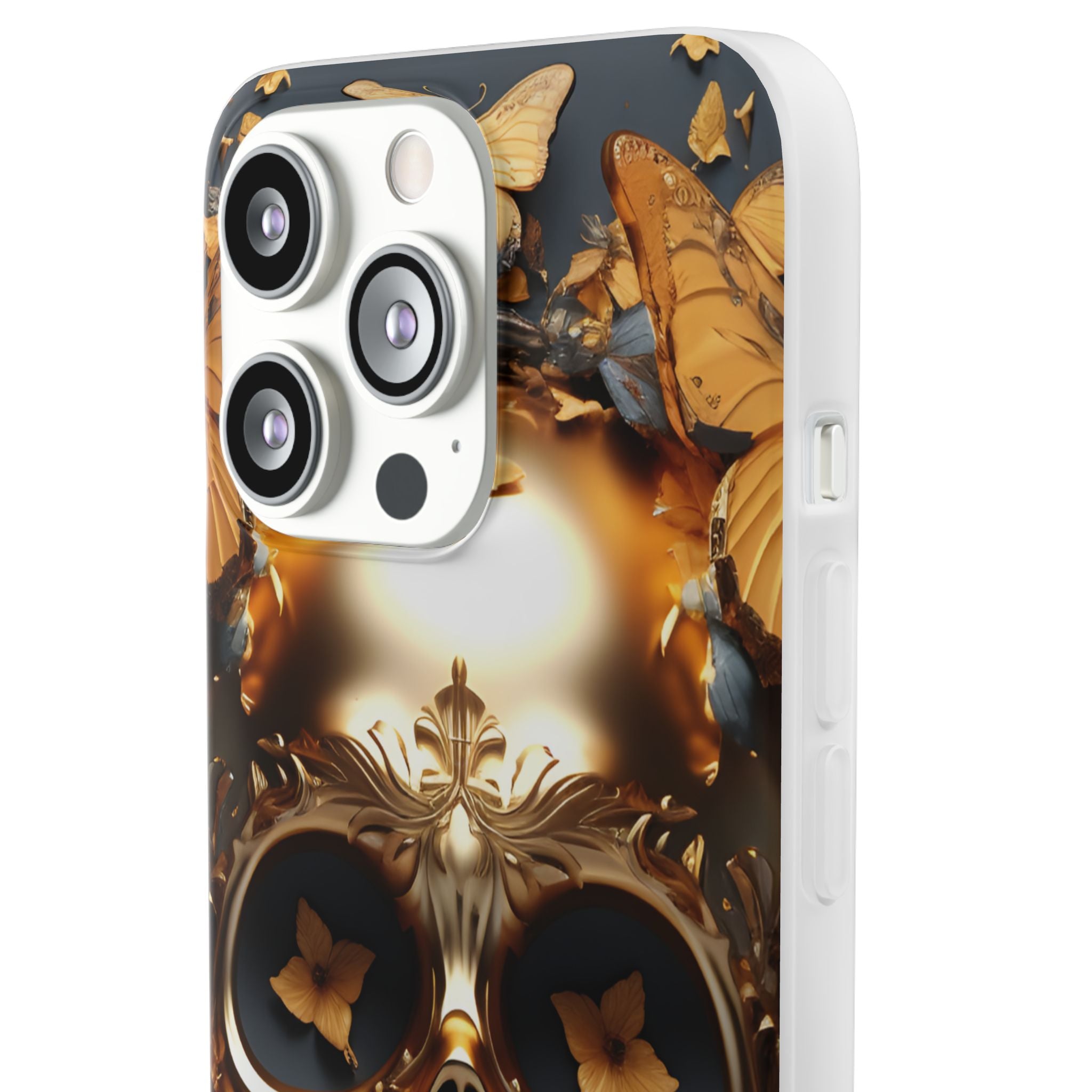 Golden Skull Floral Armor Flexi Case - Apple iPhone Case