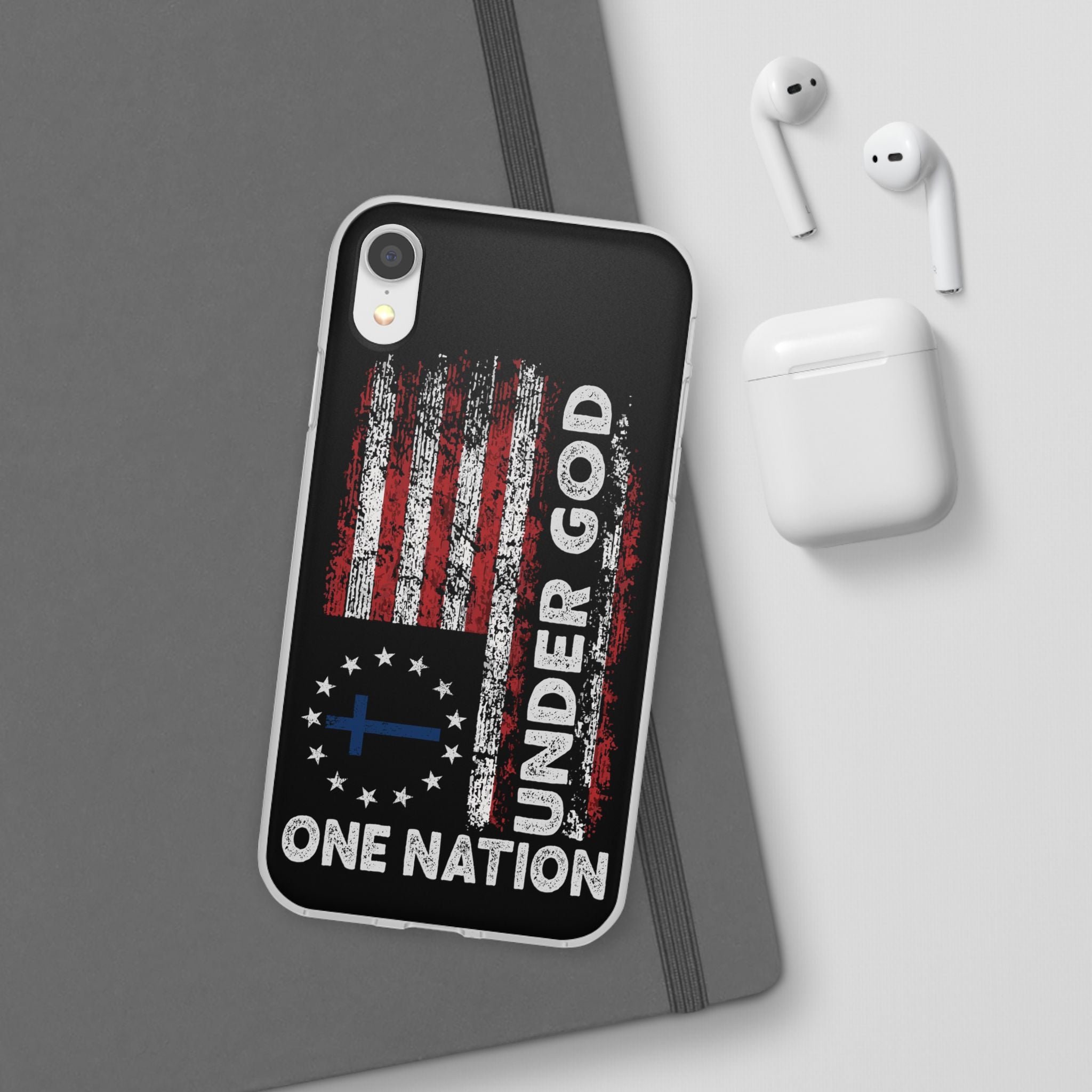 One Nation Under God American Flag - Flexi Case Apple iPhone Case