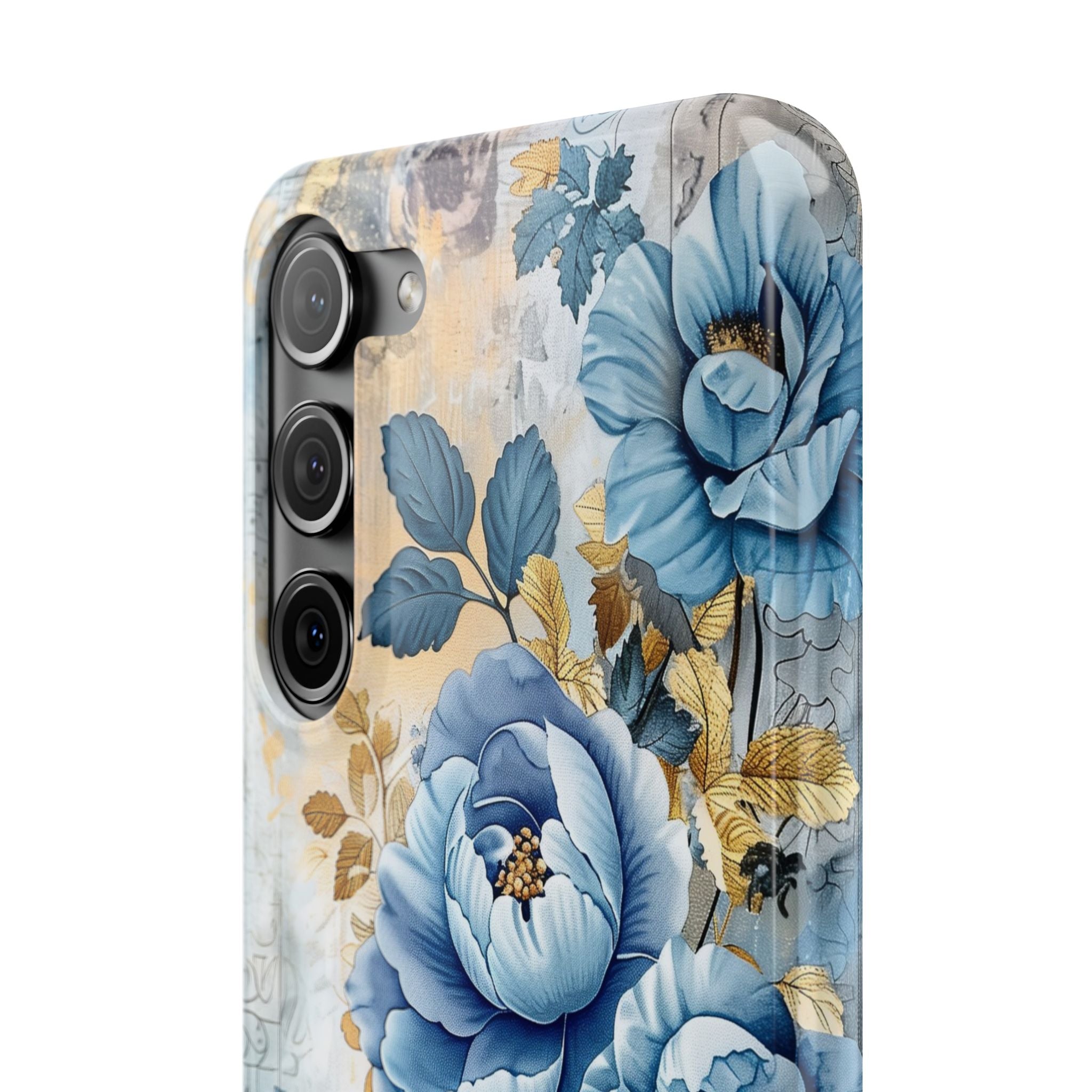 Blue & Gold Blooming Flowers - Slim Guard Samsung Galaxy Case