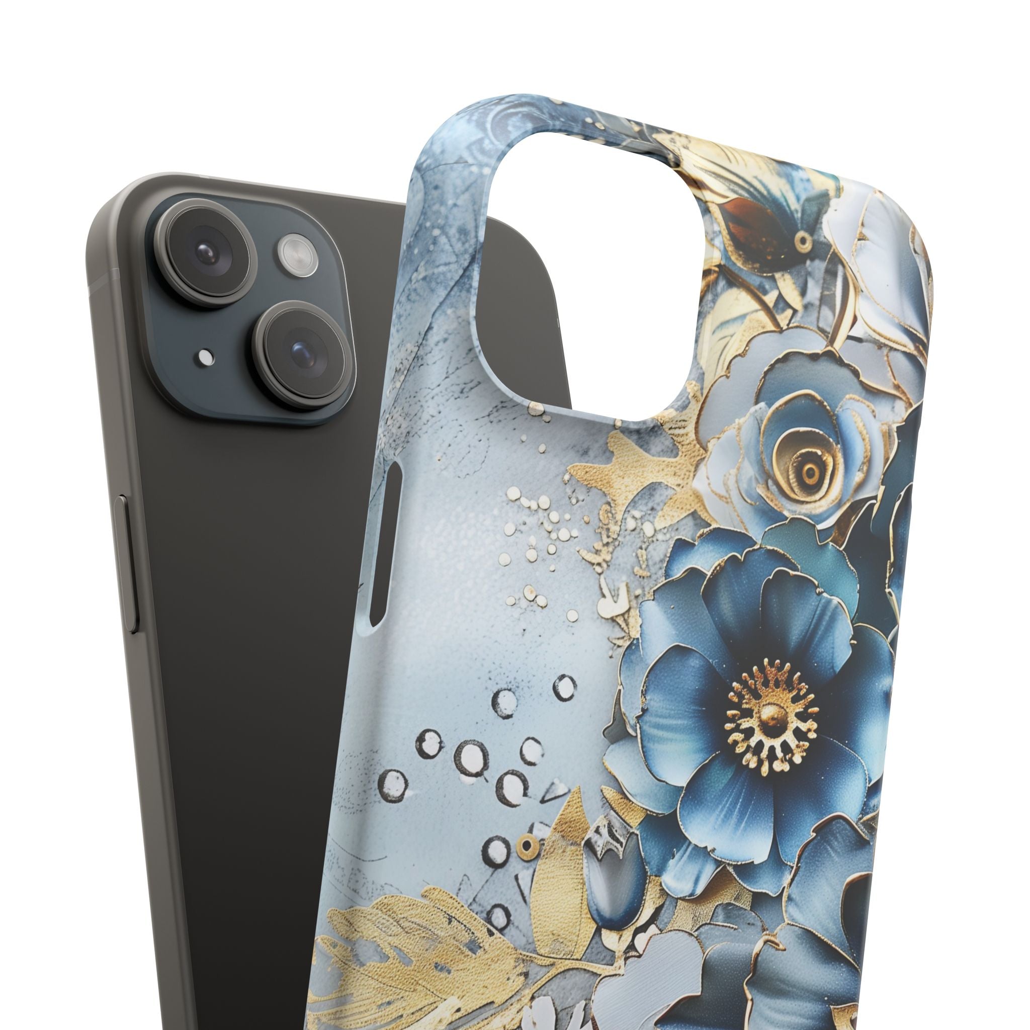 Blooming Blue Floral Bouquet - Slim Guard Apple iPhone Case
