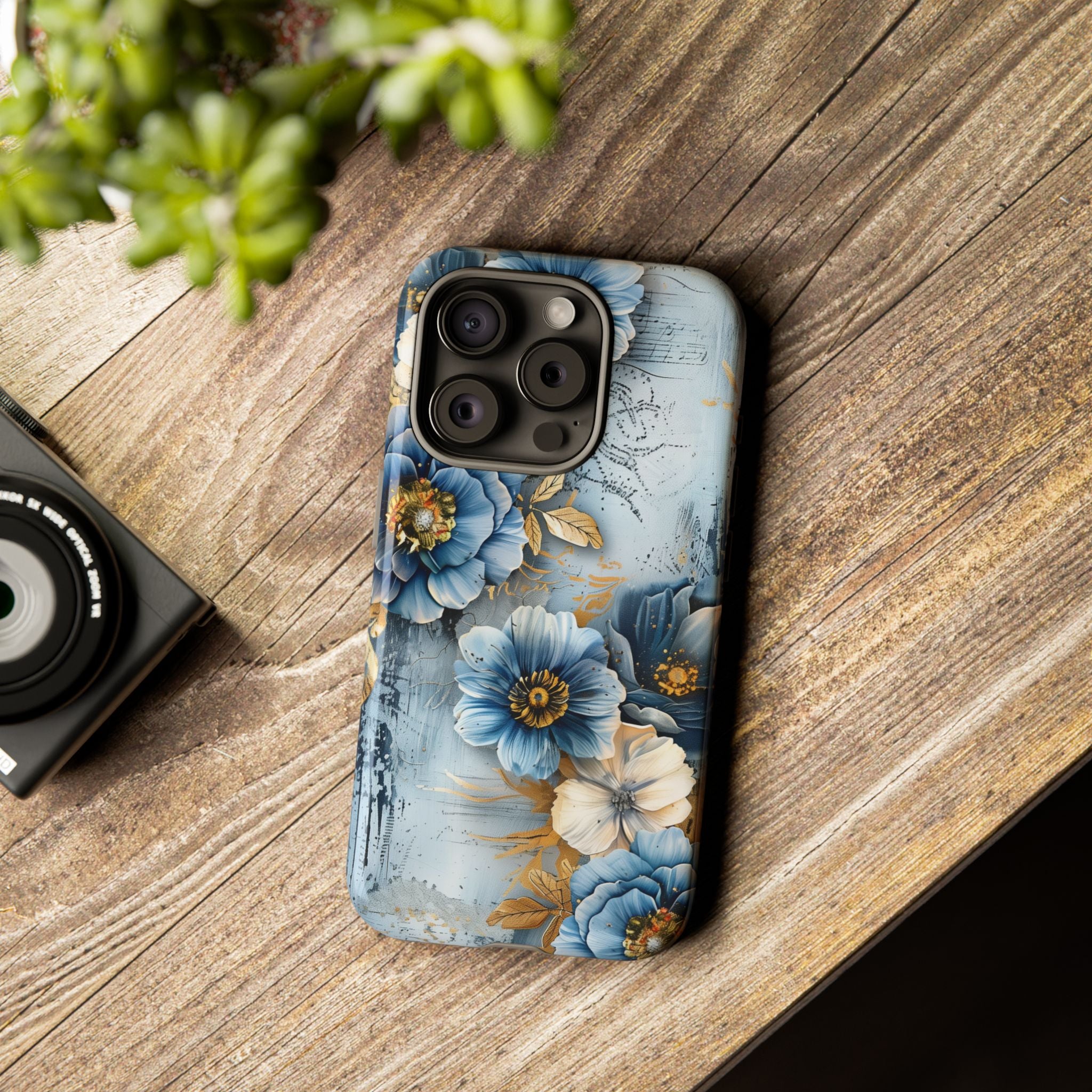 Blue & Gold Floral - Tough Guard Apple iPhone Case