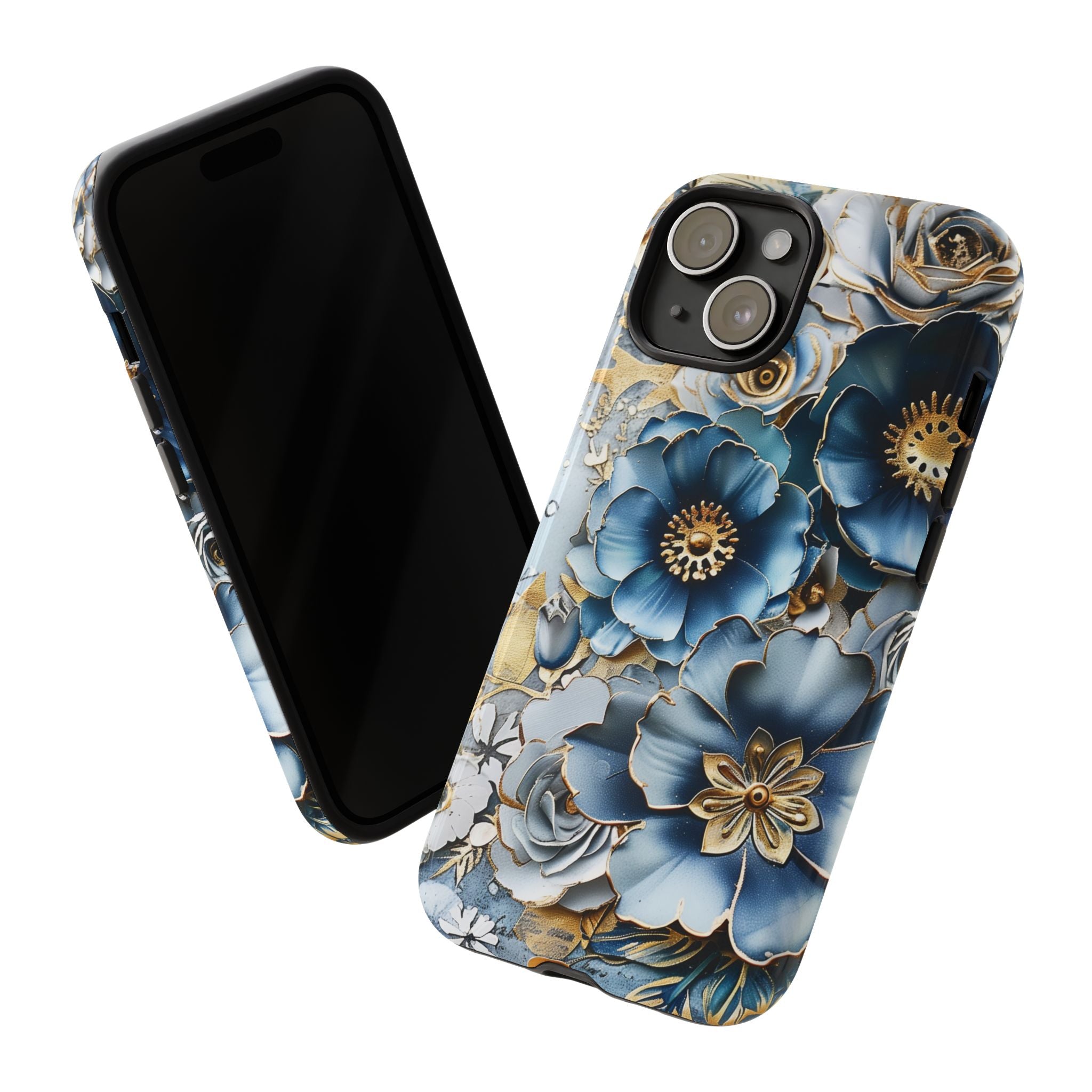 Blue Blooming Flowers - Tough Guard Apple iPhone Case