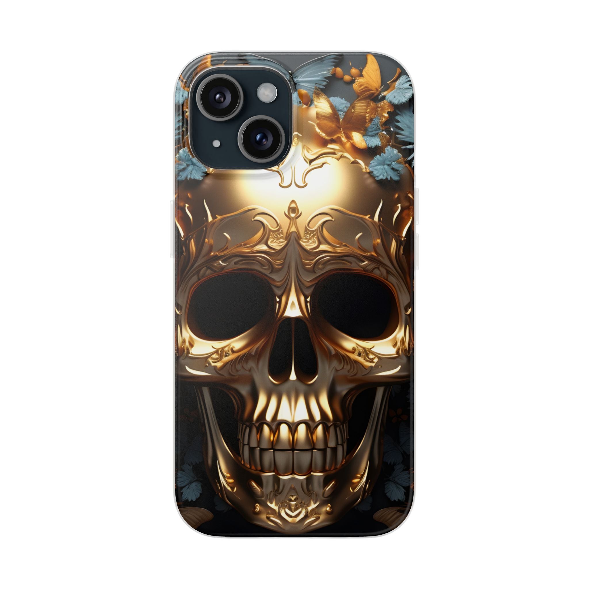 Golden Skull Floral & Butterflies Flexi Case - Apple iPhone Case