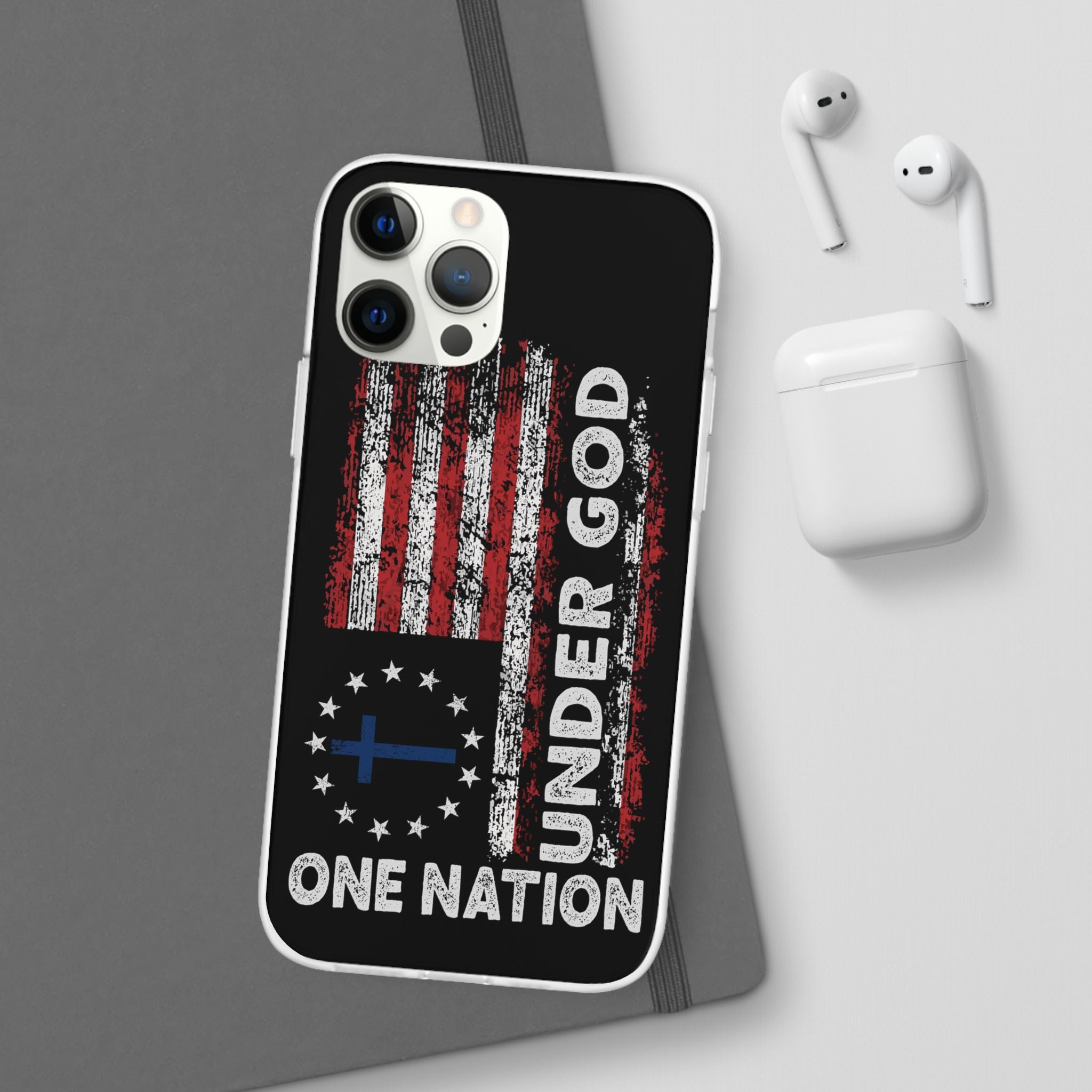 One Nation Under God American Flag - Flexi Case Apple iPhone Case