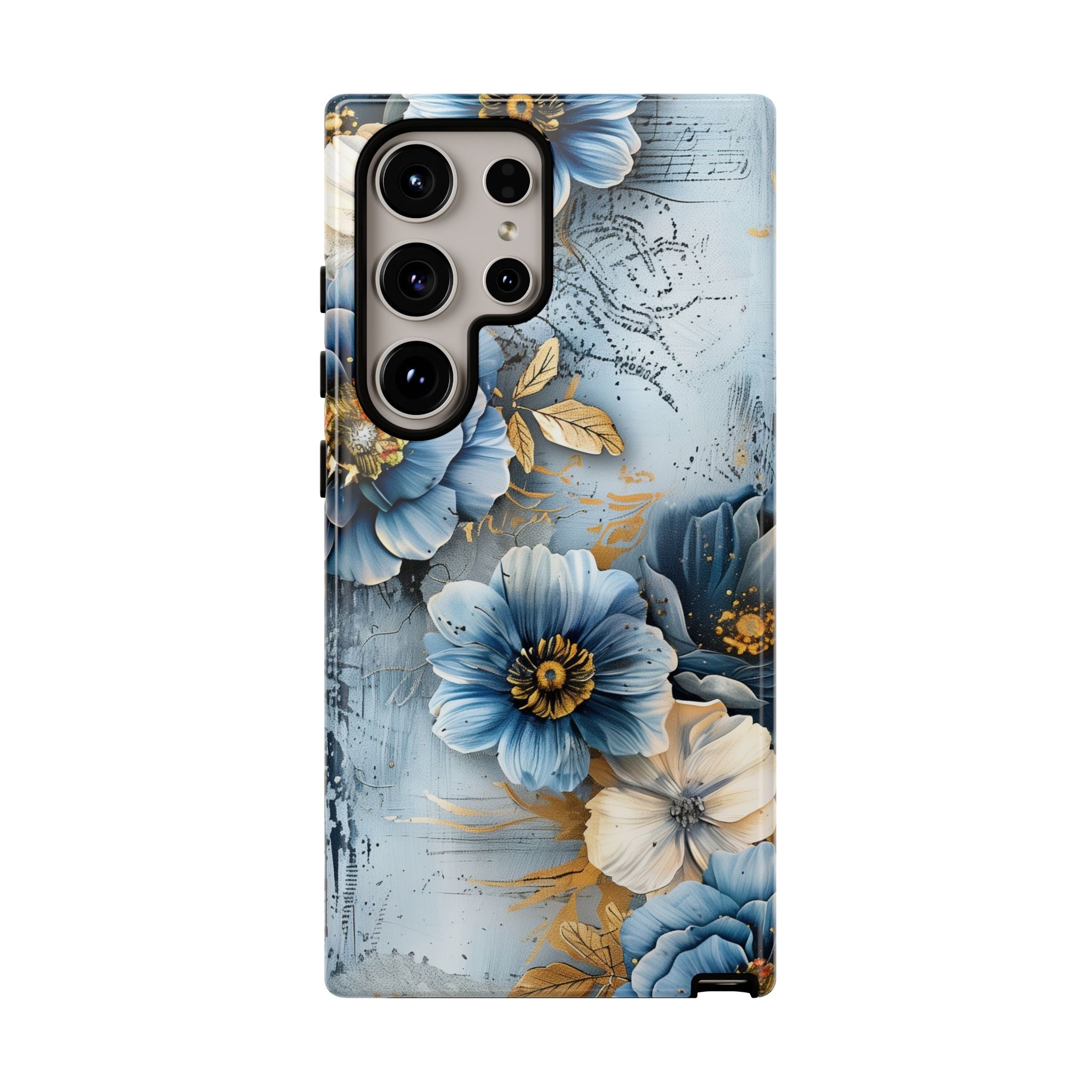Blue & Gold Floral - Tough Guard Samsung Galaxy Case