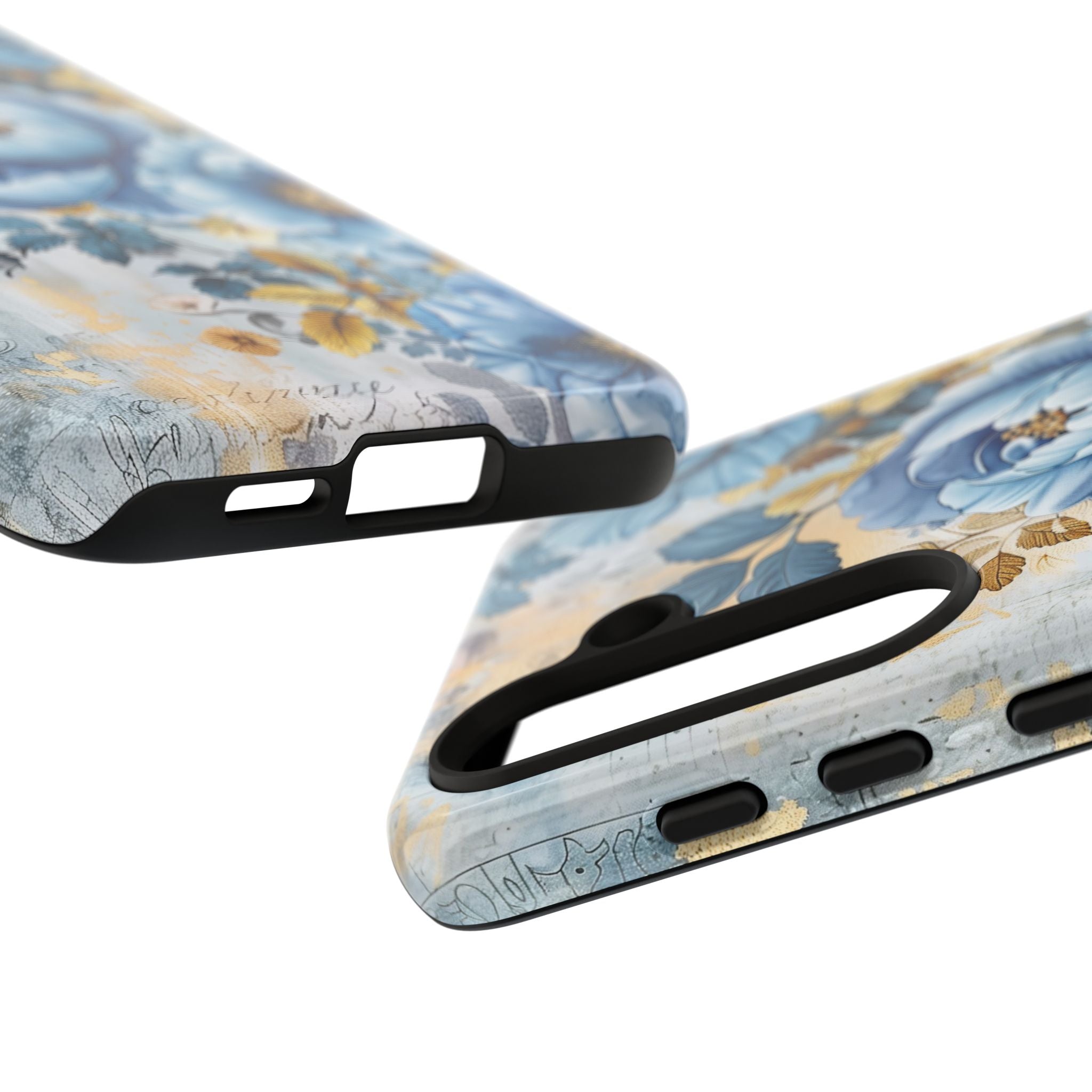 Blue & Gold Blooming Flowers - Tough Guard Samsung Galaxy Case