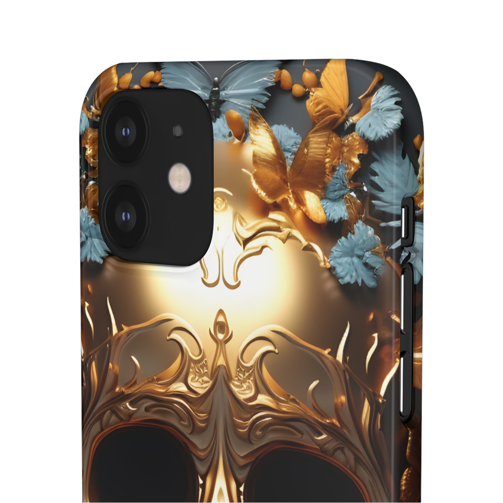 Golden Skull Floral & Butterflies Snap Case - Apple iPhone Case