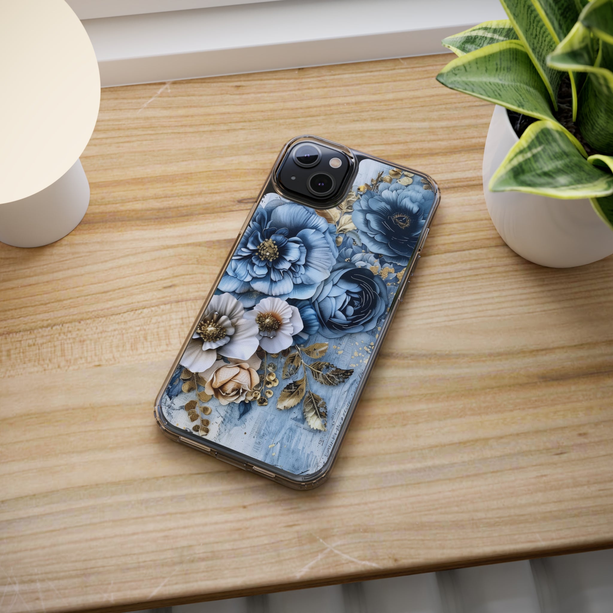 Blooming Blue Floral Bouquet - Crystal Guard Durable Apple iPhone Case