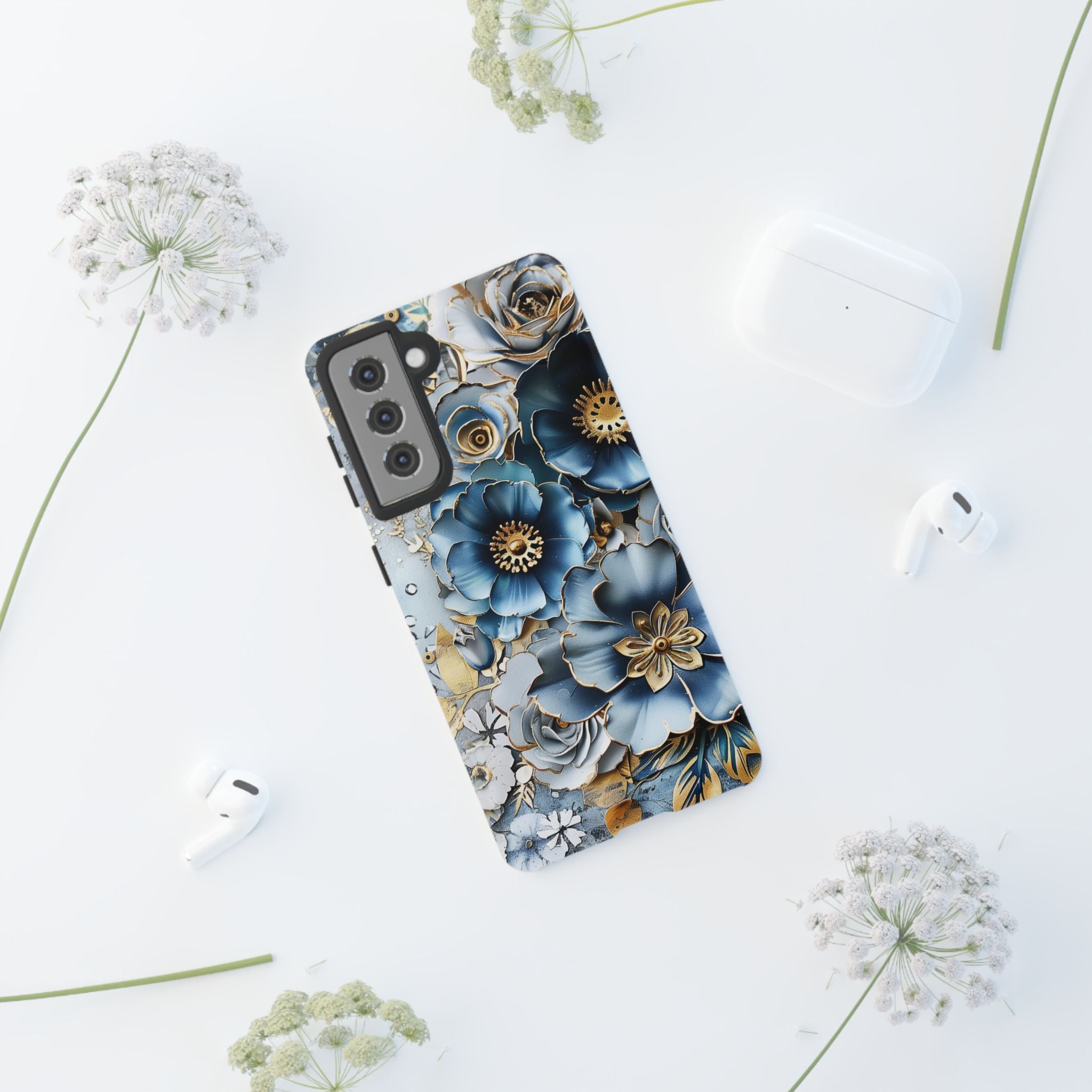 Blue Blooming Flowers - Tough Guard Samsung Galaxy Case