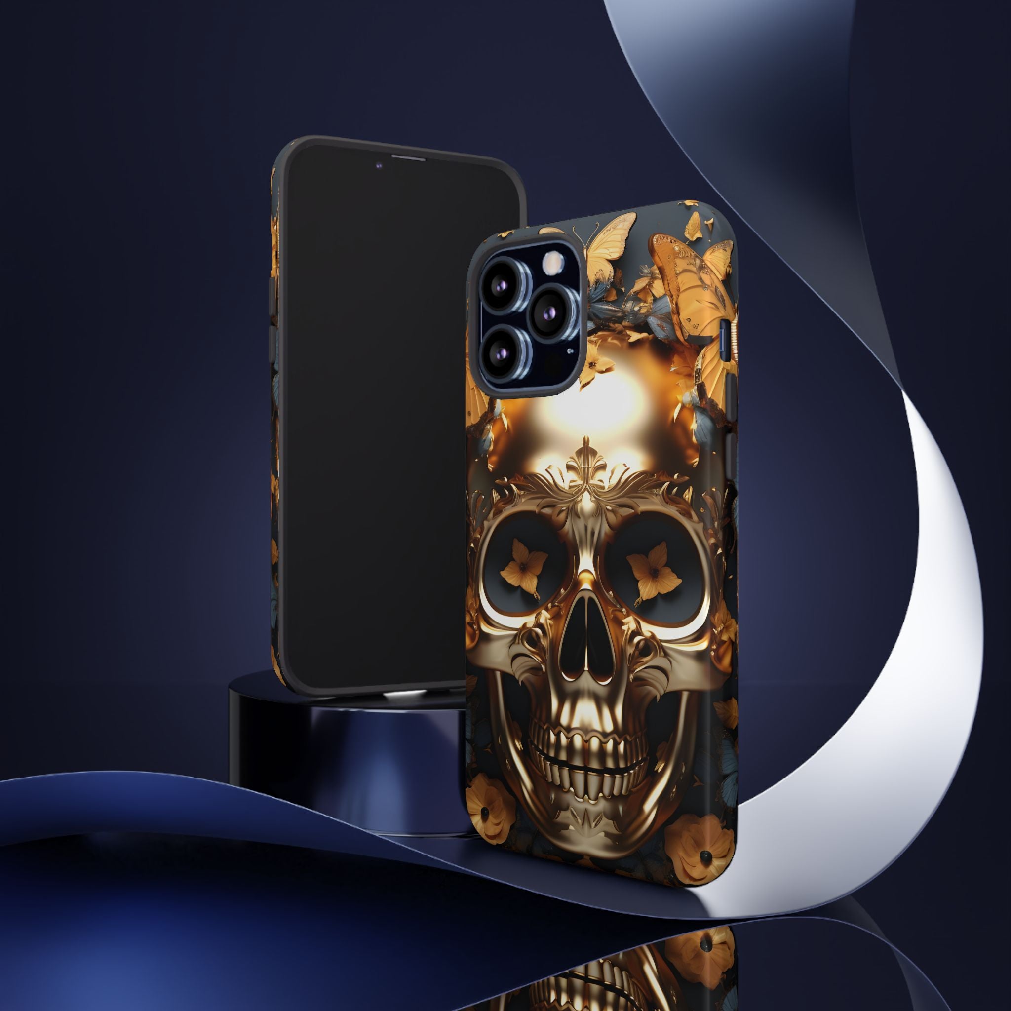Golden Skull Floral Armor Tough Guard - Apple iPhone Case