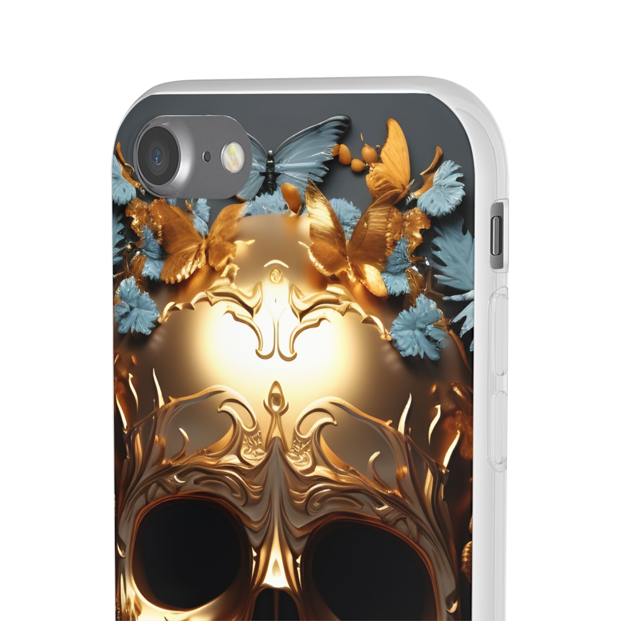 Golden Skull Floral & Butterflies Flexi Case - Apple iPhone Case