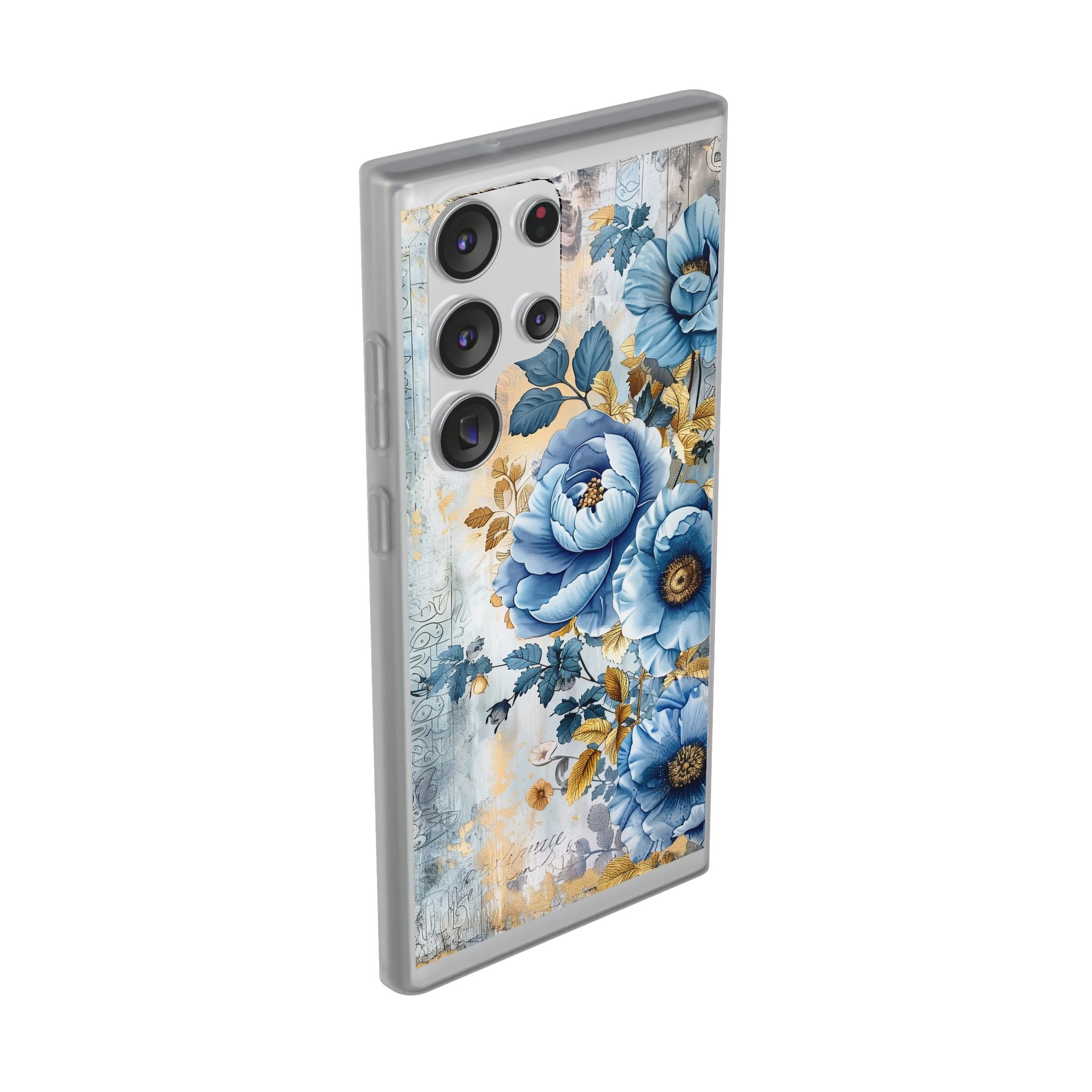 Blue & Gold Blooming Flowers Flexi Case - Samsung Galaxy Case
