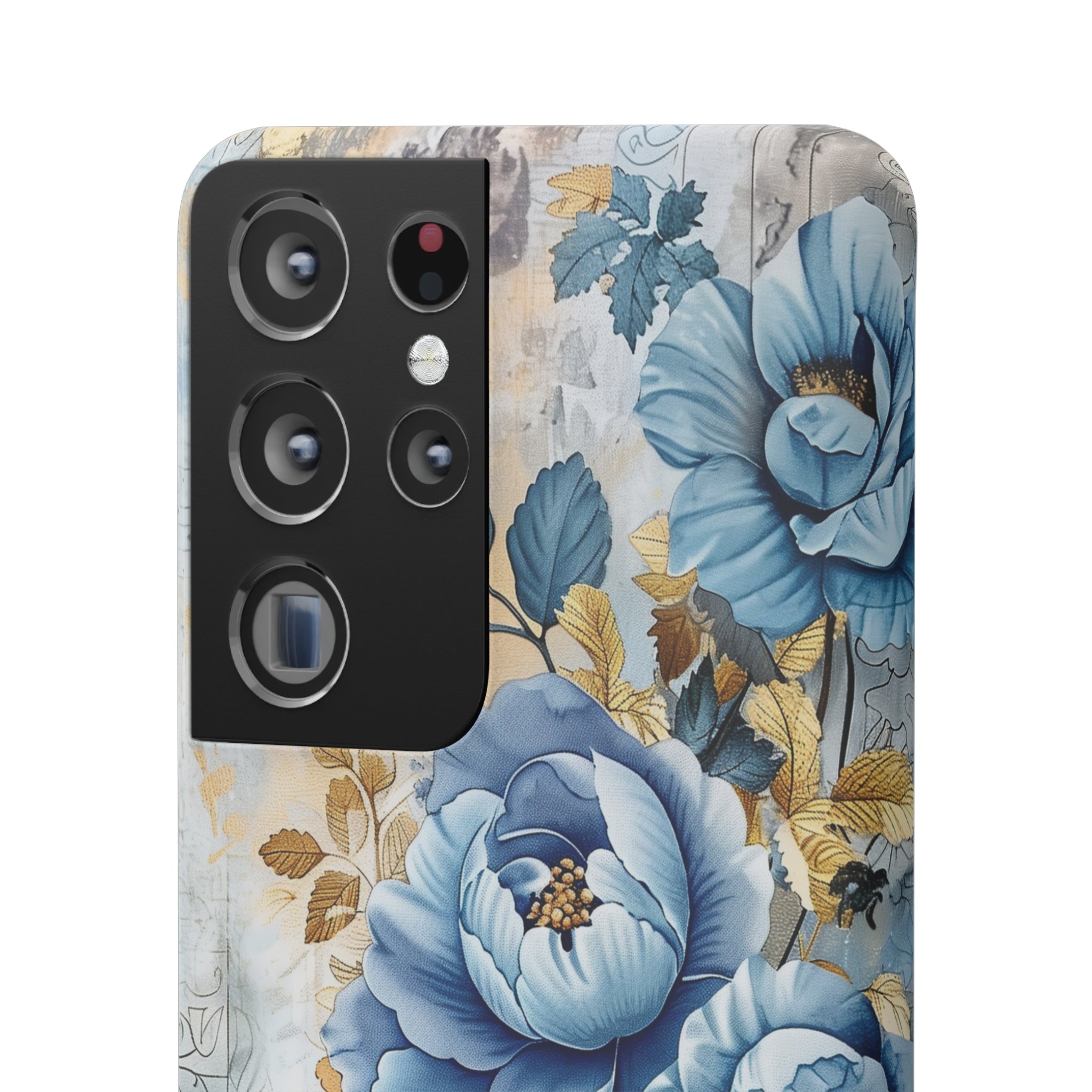 Blue & Gold Blooming Flowers Snap Case - Samsung Galaxy Case