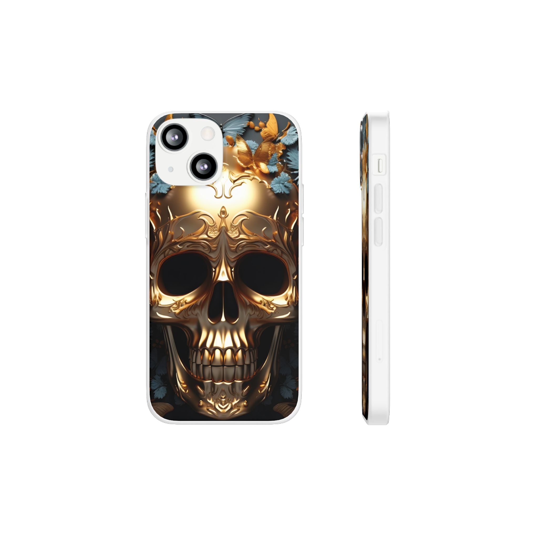 Golden Skull Floral & Butterflies Flexi Case - Apple iPhone Case