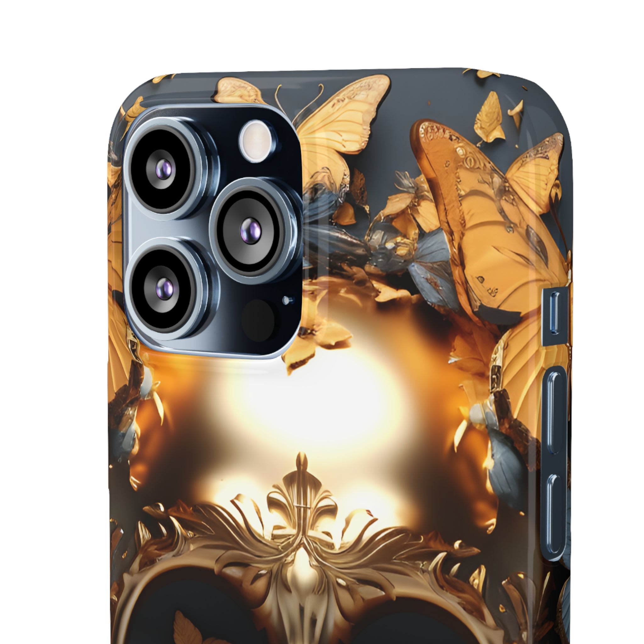 Golden Skull Floral Armor Snap Case - Apple iPhone Case