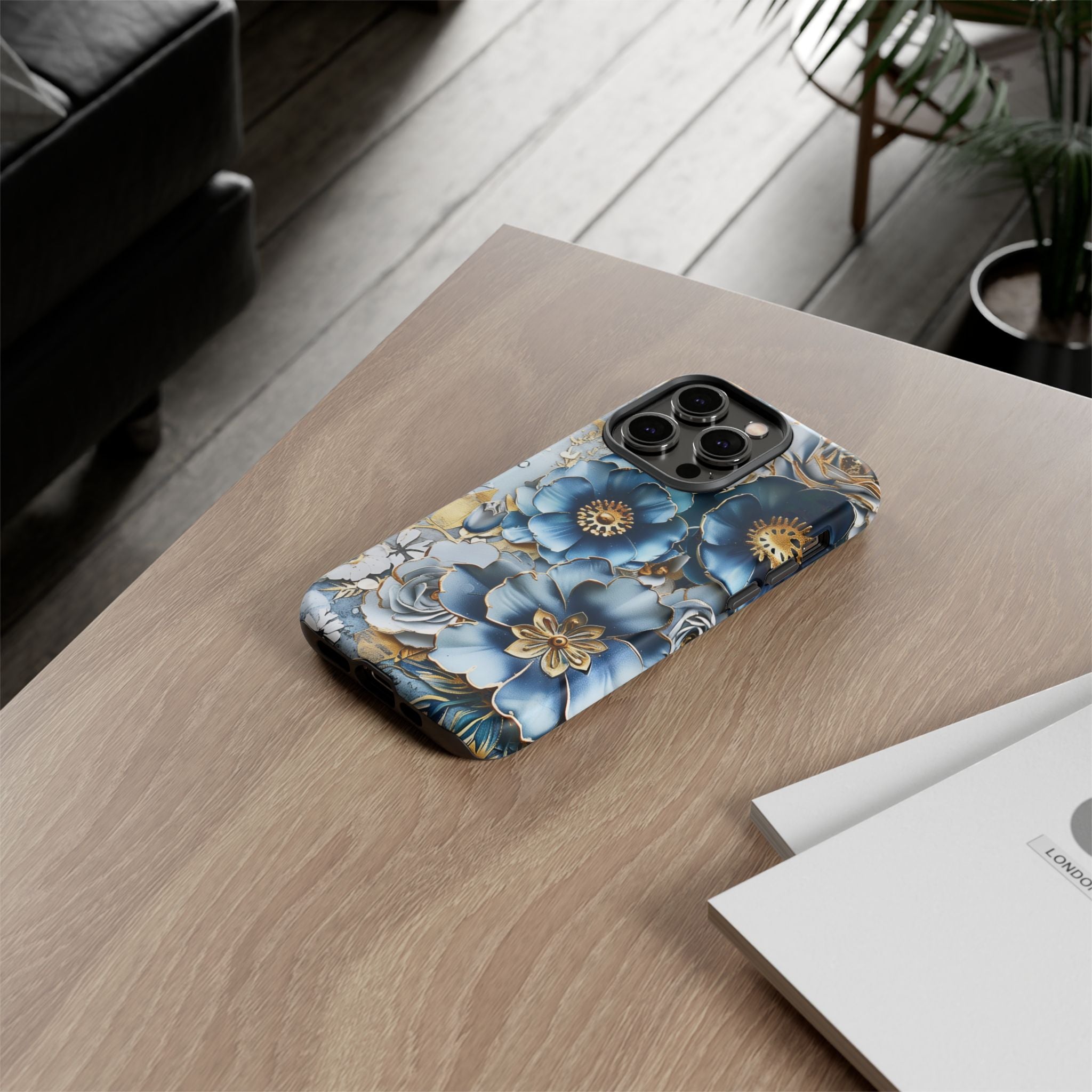 Blue Blooming Flowers - Tough Guard Apple iPhone Case