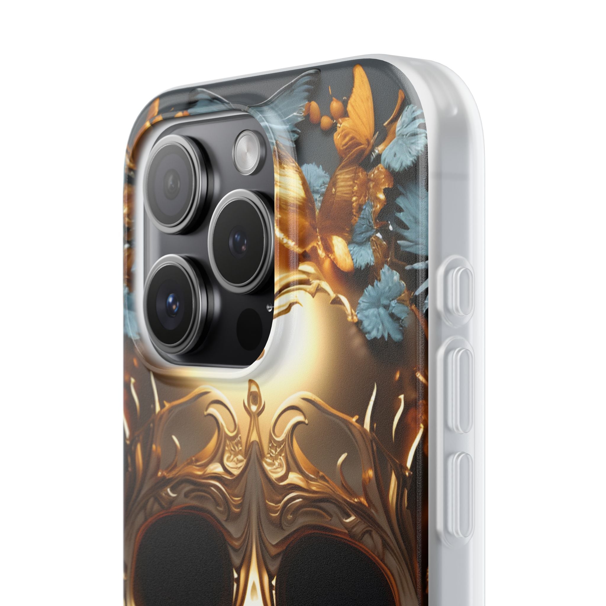 Golden Skull Floral & Butterflies Flexi Case - Apple iPhone Case