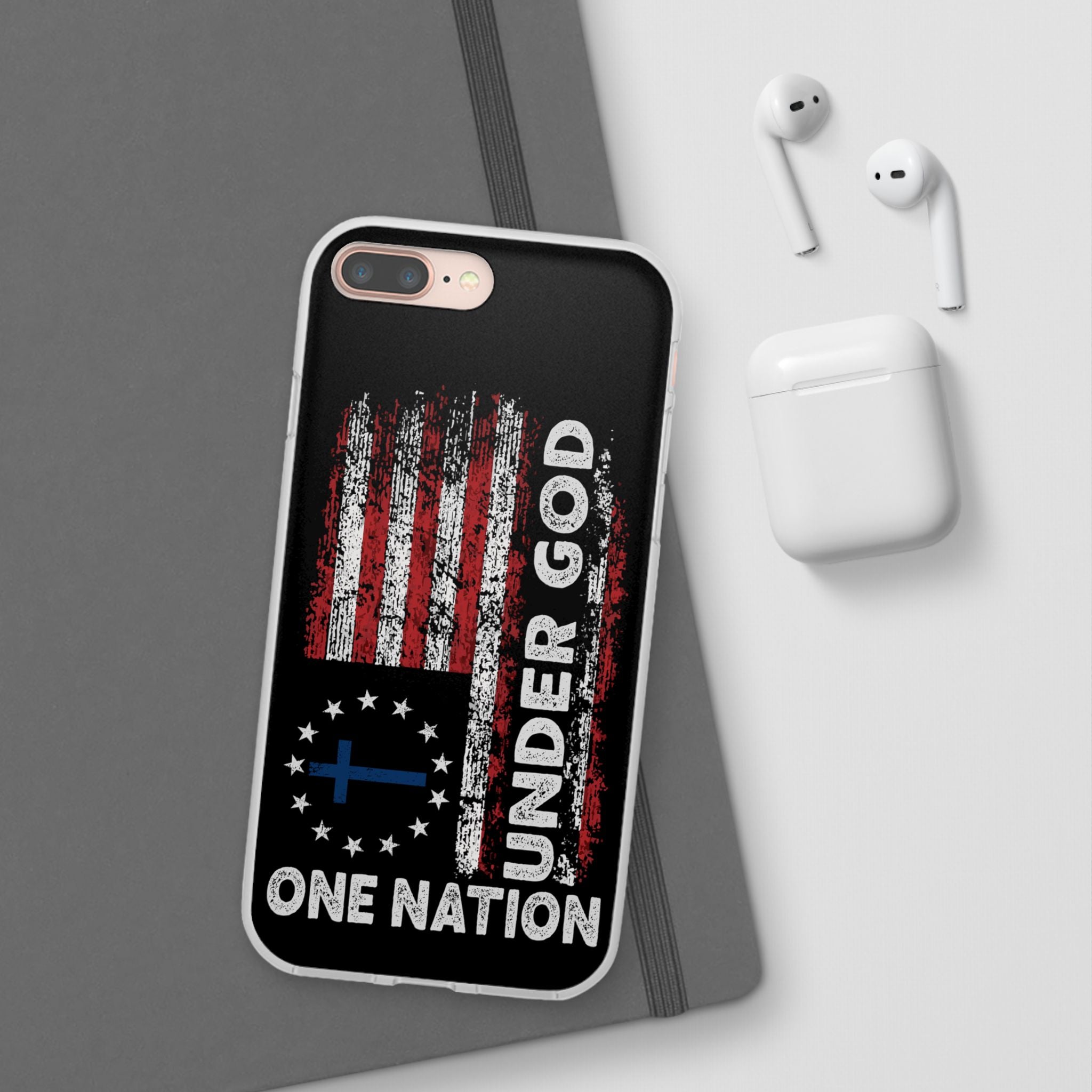 One Nation Under God American Flag - Flexi Case Apple iPhone Case