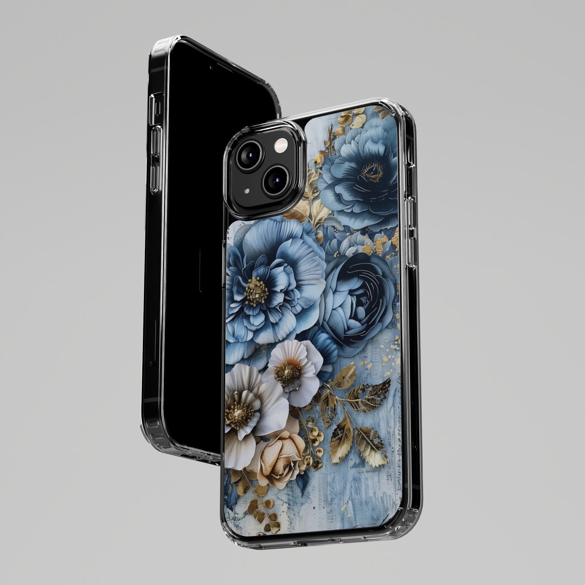 Blooming Blue Floral Bouquet - Crystal Guard Durable Apple iPhone Case