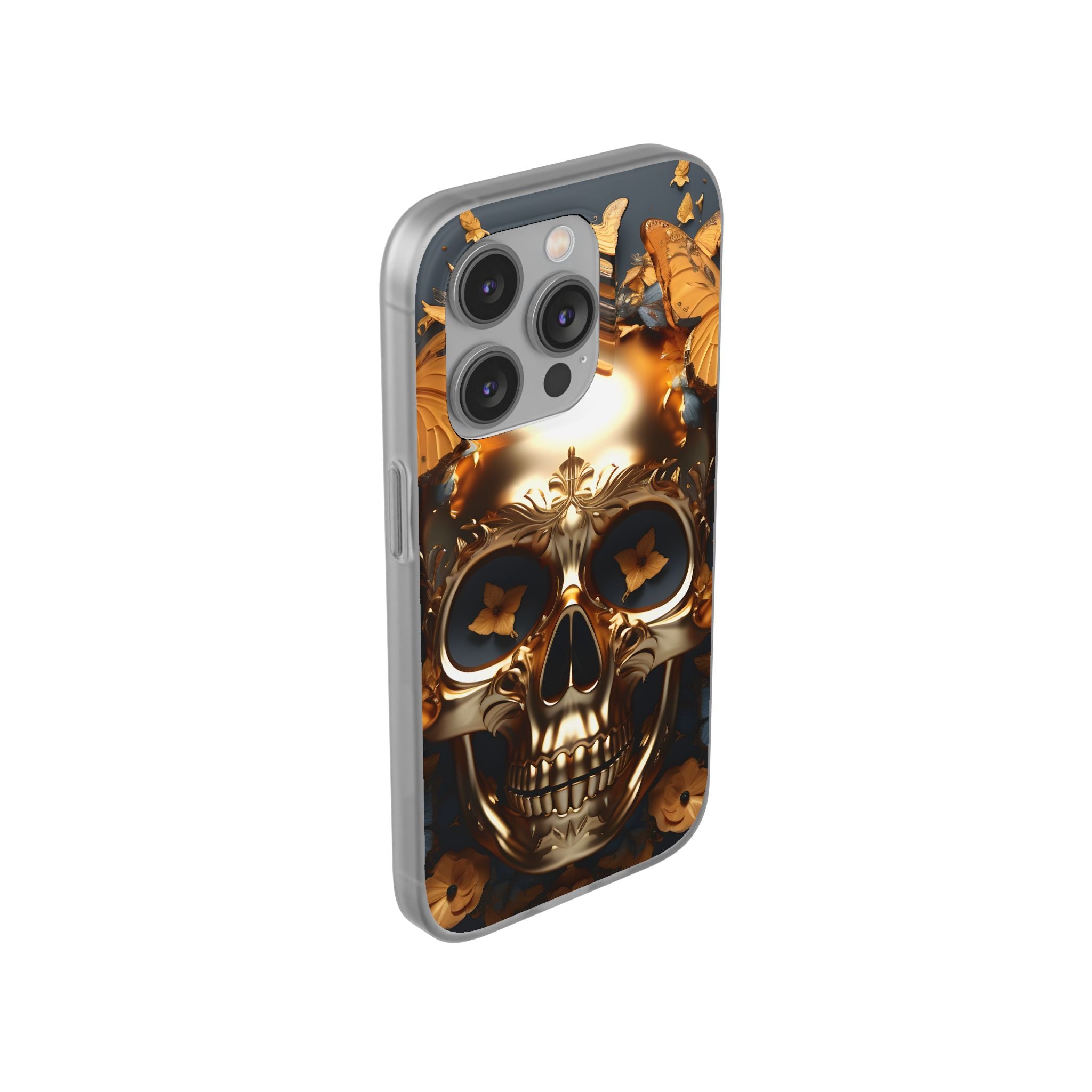 Golden Skull Floral Armor Flexi Case - Apple iPhone Case