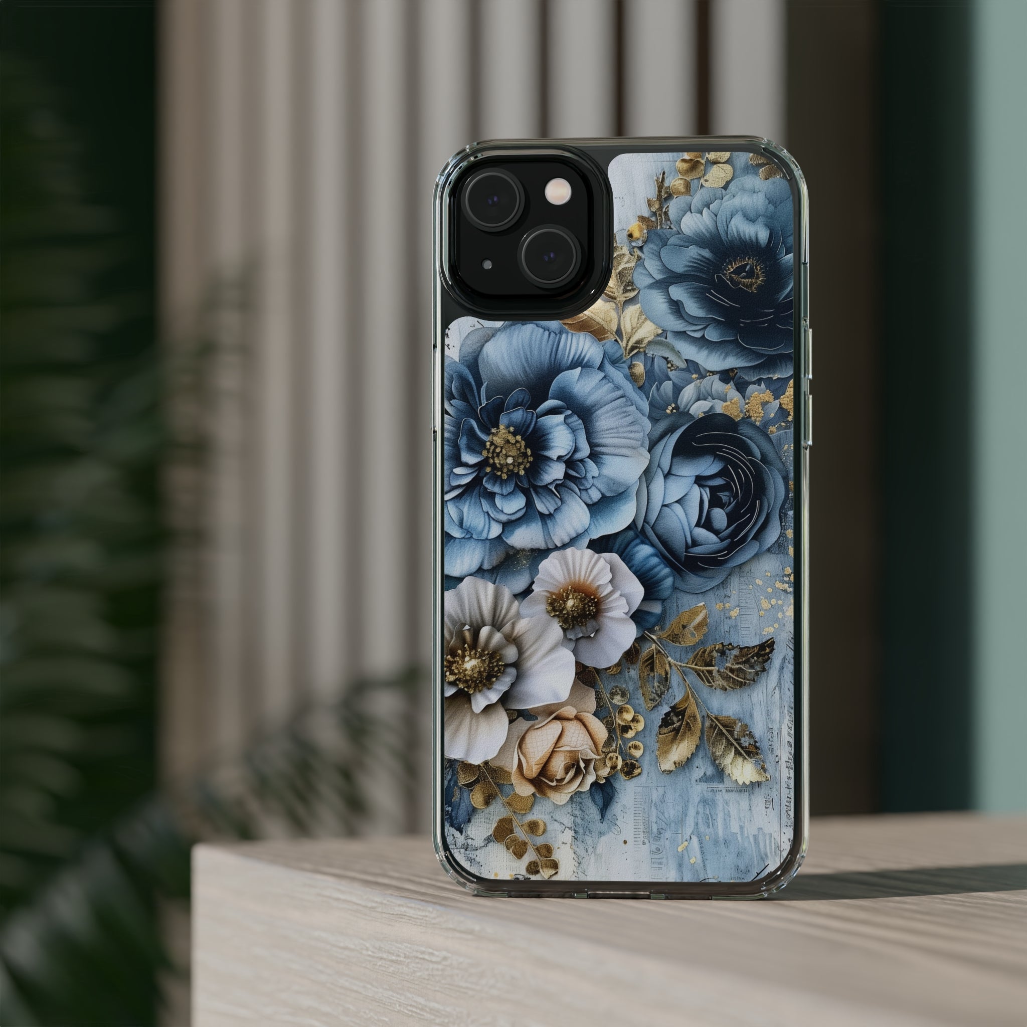 Blooming Blue Floral Bouquet - Crystal Guard Durable Apple iPhone Case