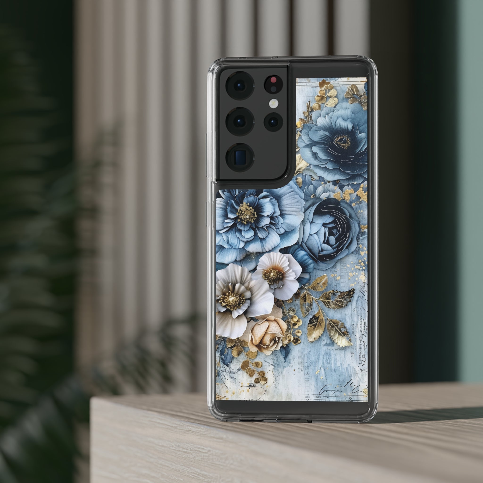 Blooming Blue Floral Bouquet - Crystal Guard Durable Samsung Galaxy Case