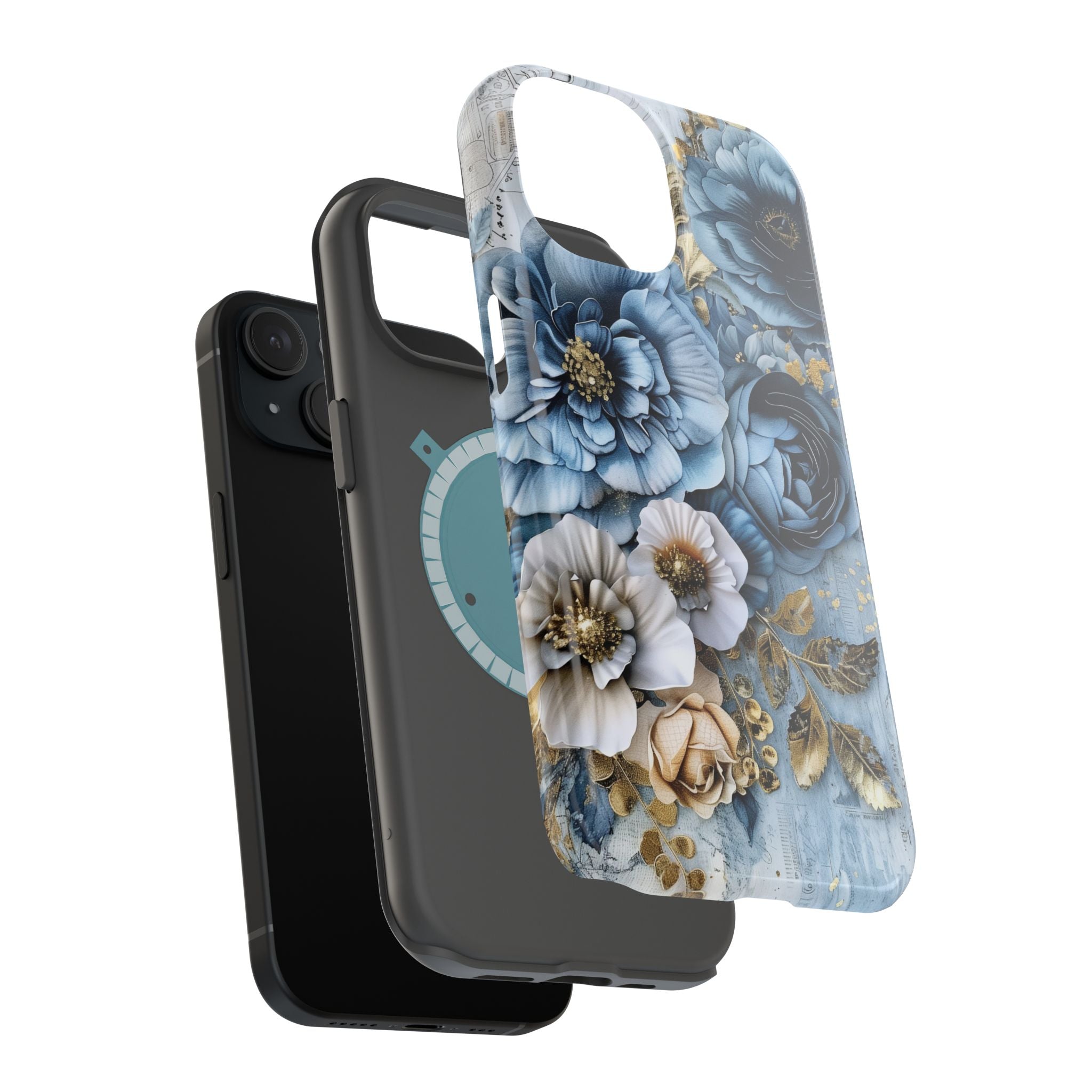 Blooming Blue Floral Bouquet - Magnetic Armor Tough Apple iPhone Case
