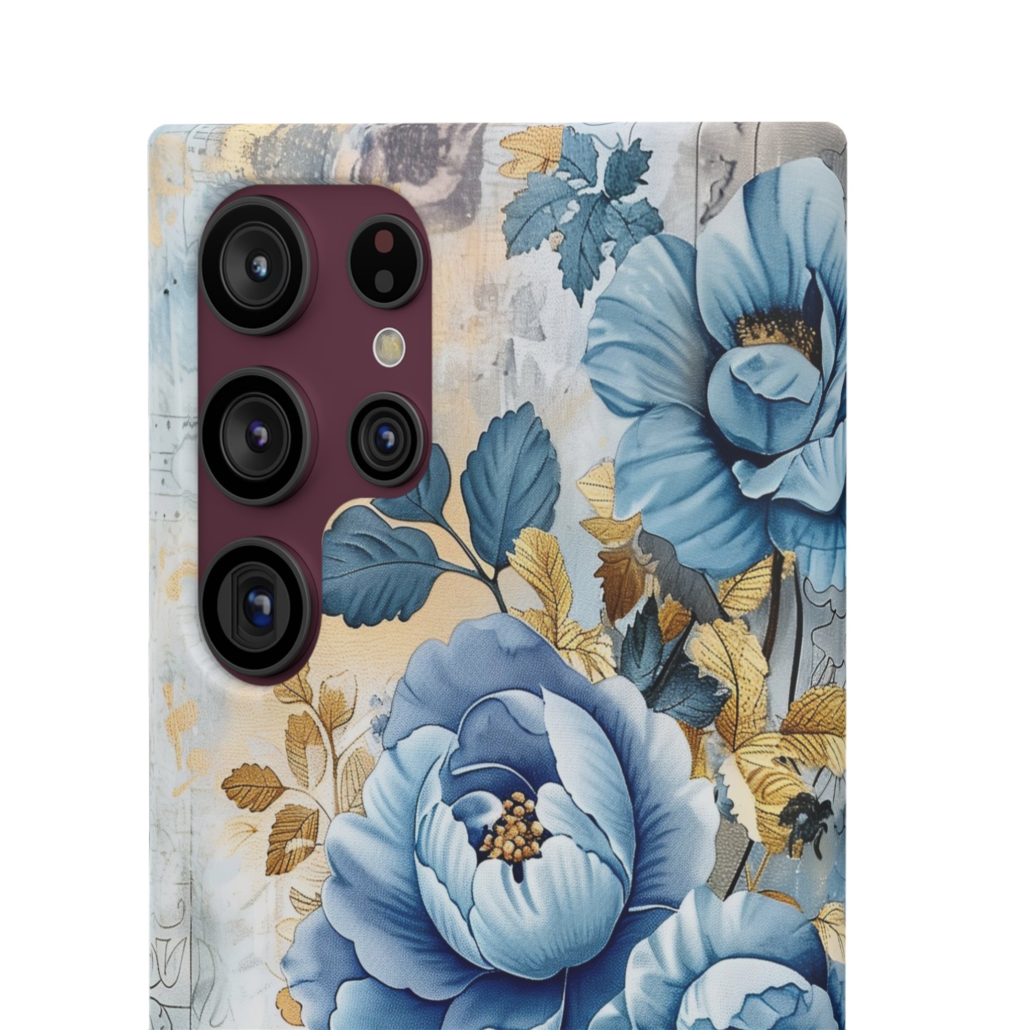 Blue & Gold Blooming Flowers Snap Case - Samsung Galaxy Case