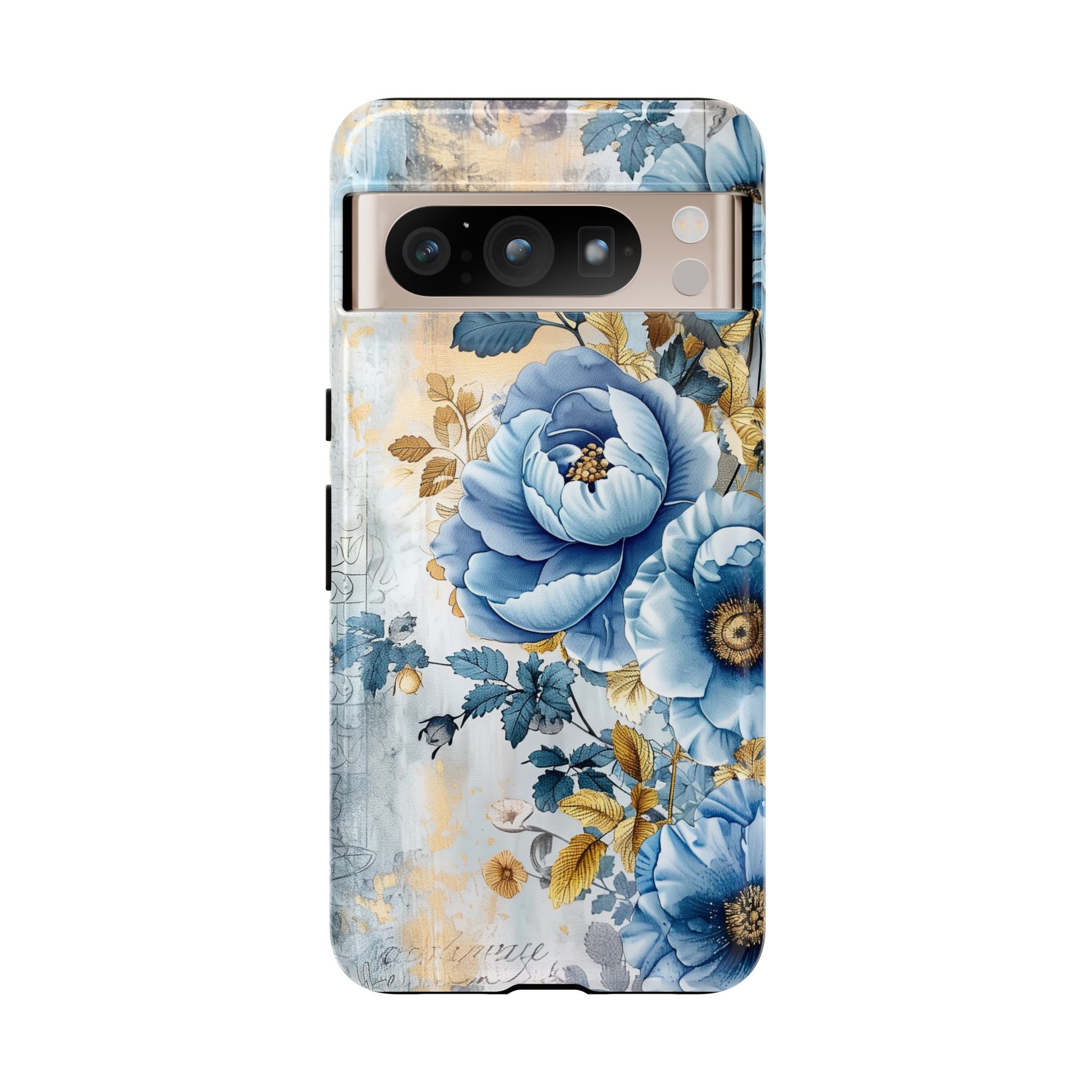 Blue & Gold Blooming Flowers - Tough Guard Google Pixel Case
