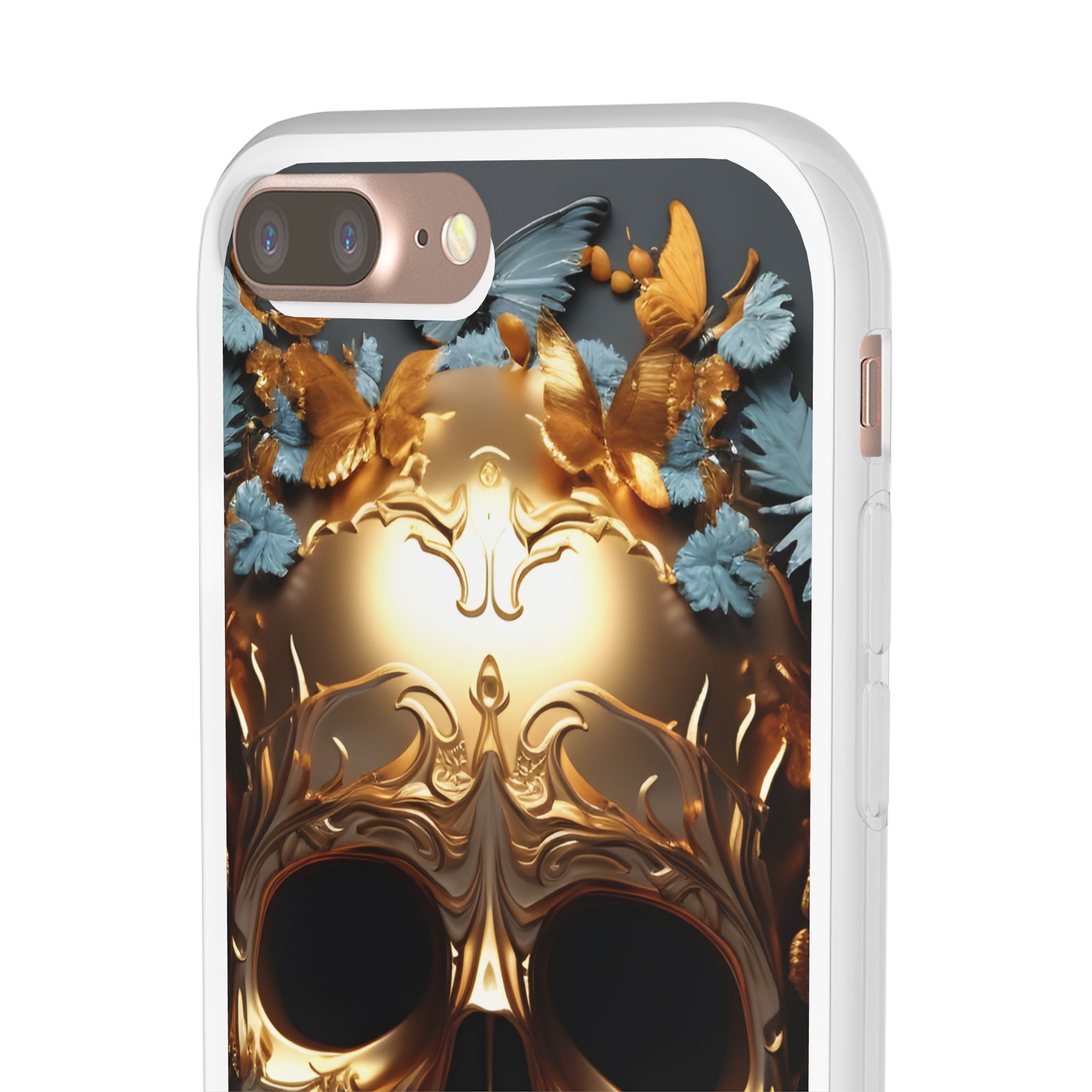 Golden Skull Floral & Butterflies Flexi Case - Apple iPhone Case