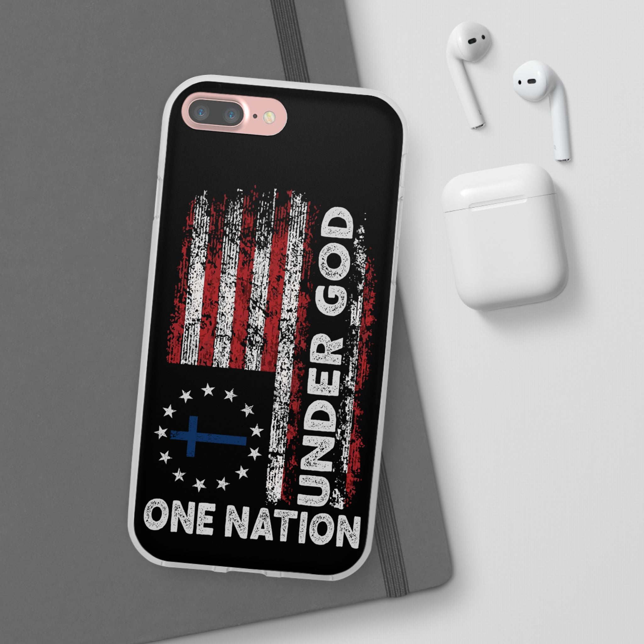 One Nation Under God American Flag - Flexi Case Apple iPhone Case