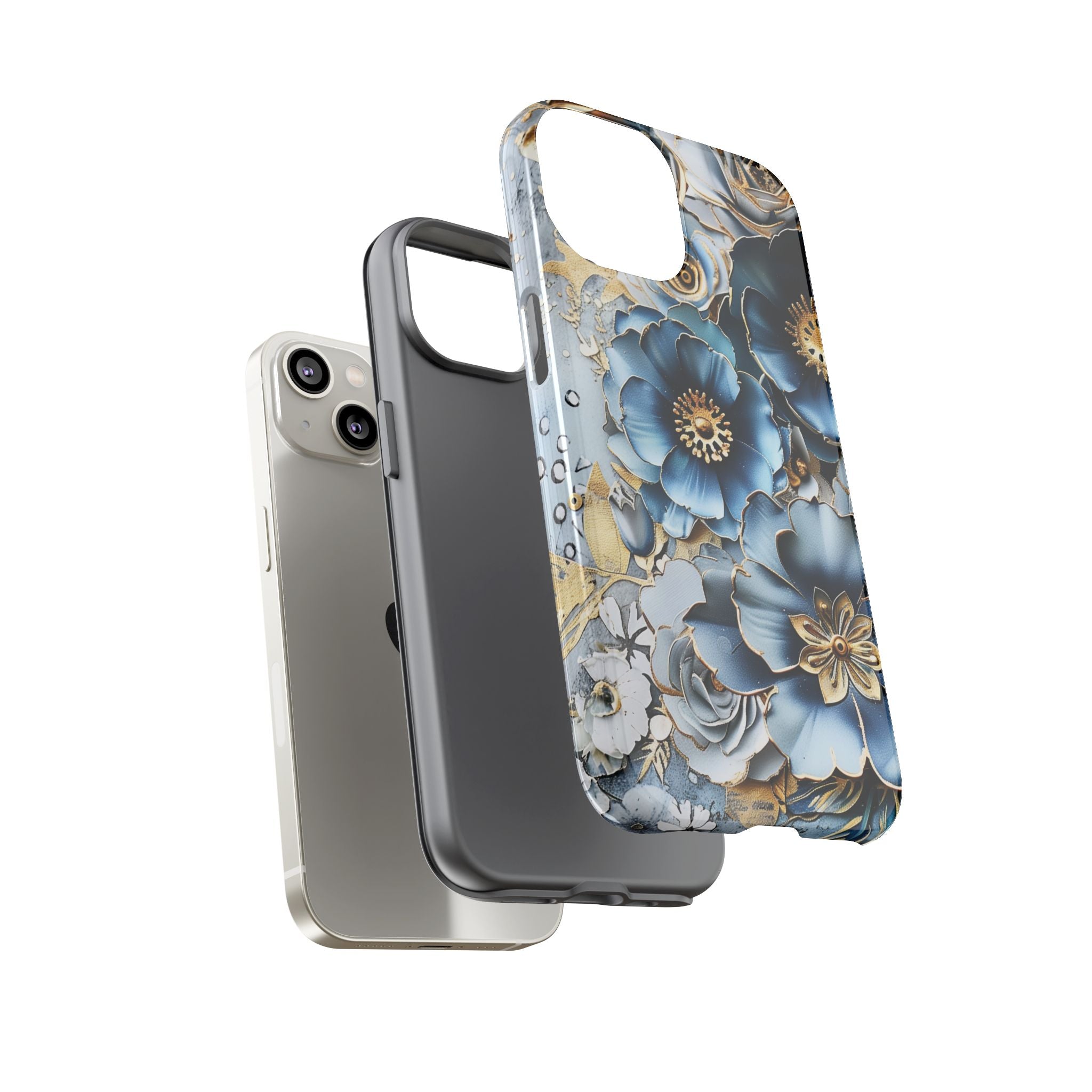 Blue Blooming Flowers - Tough Guard Apple iPhone Case