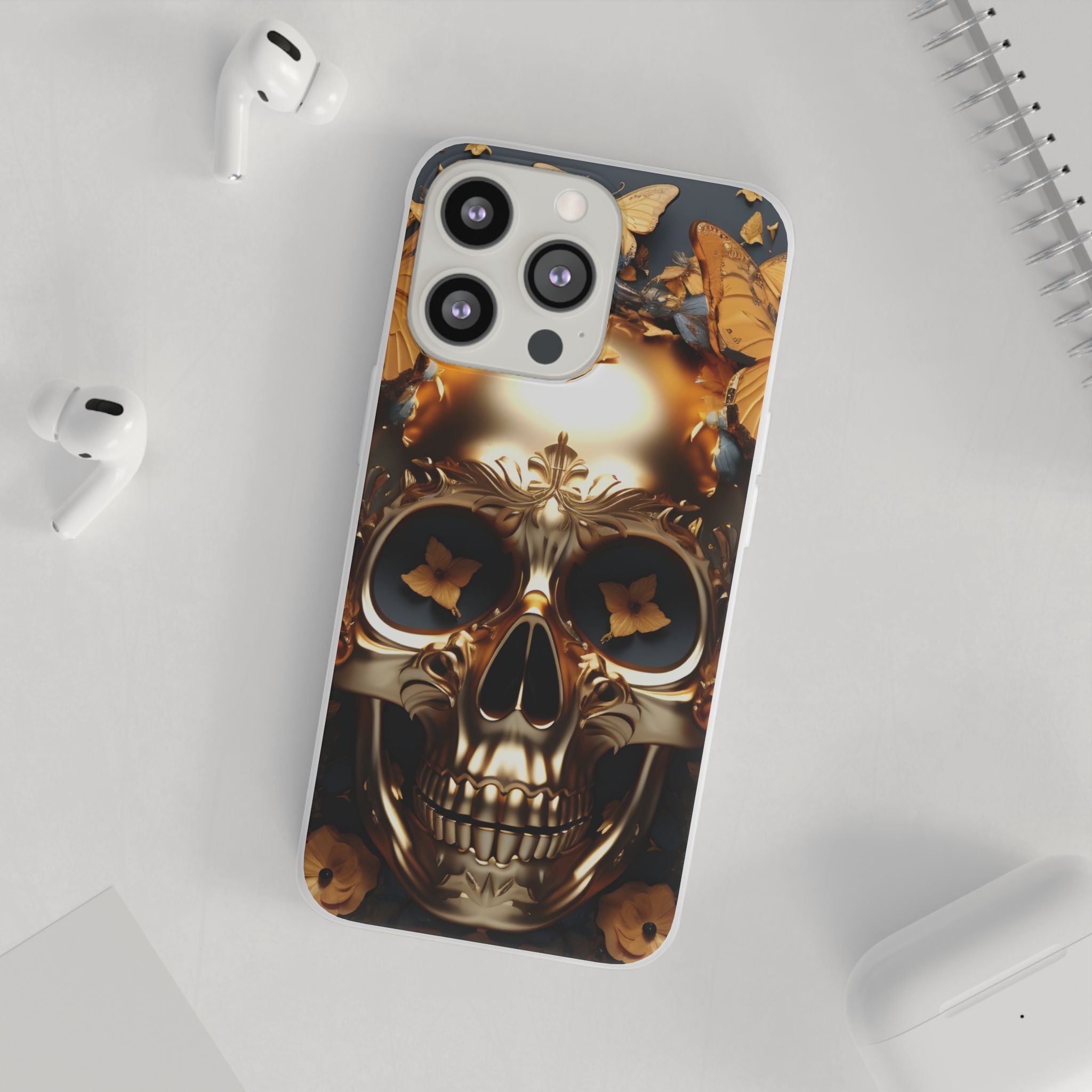 Golden Skull Floral Armor Flexi Case - Apple iPhone Case