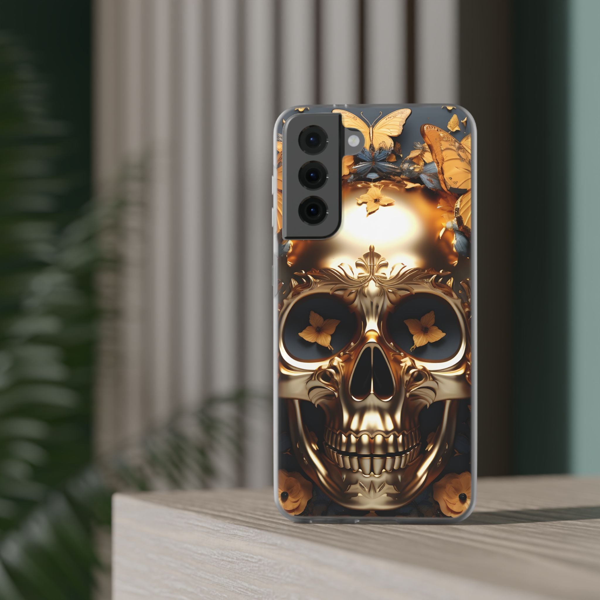 Golden Skull Floral Armor Flexi Case - Samsung Galaxy Case