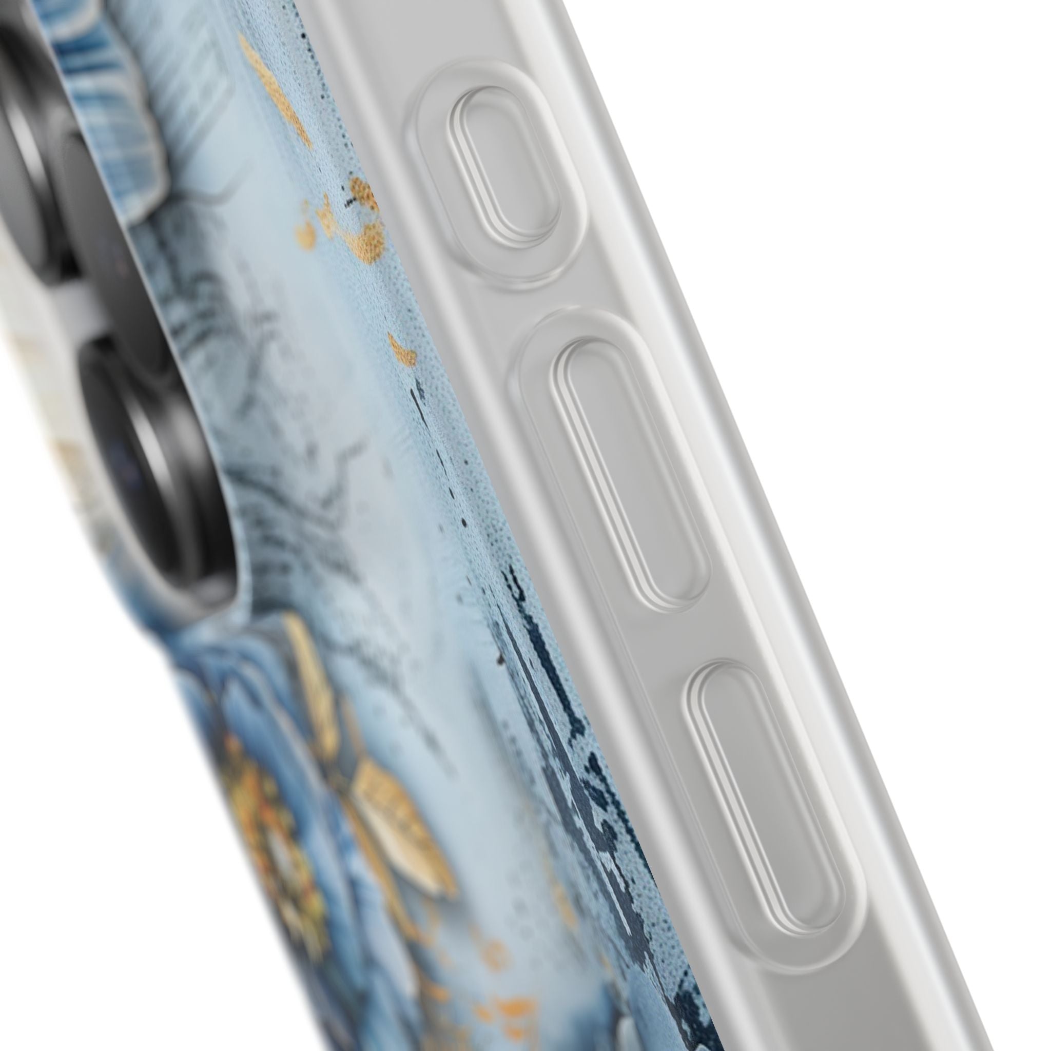 Blue & Gold Floral Flexi Case - Apple iPhone Case