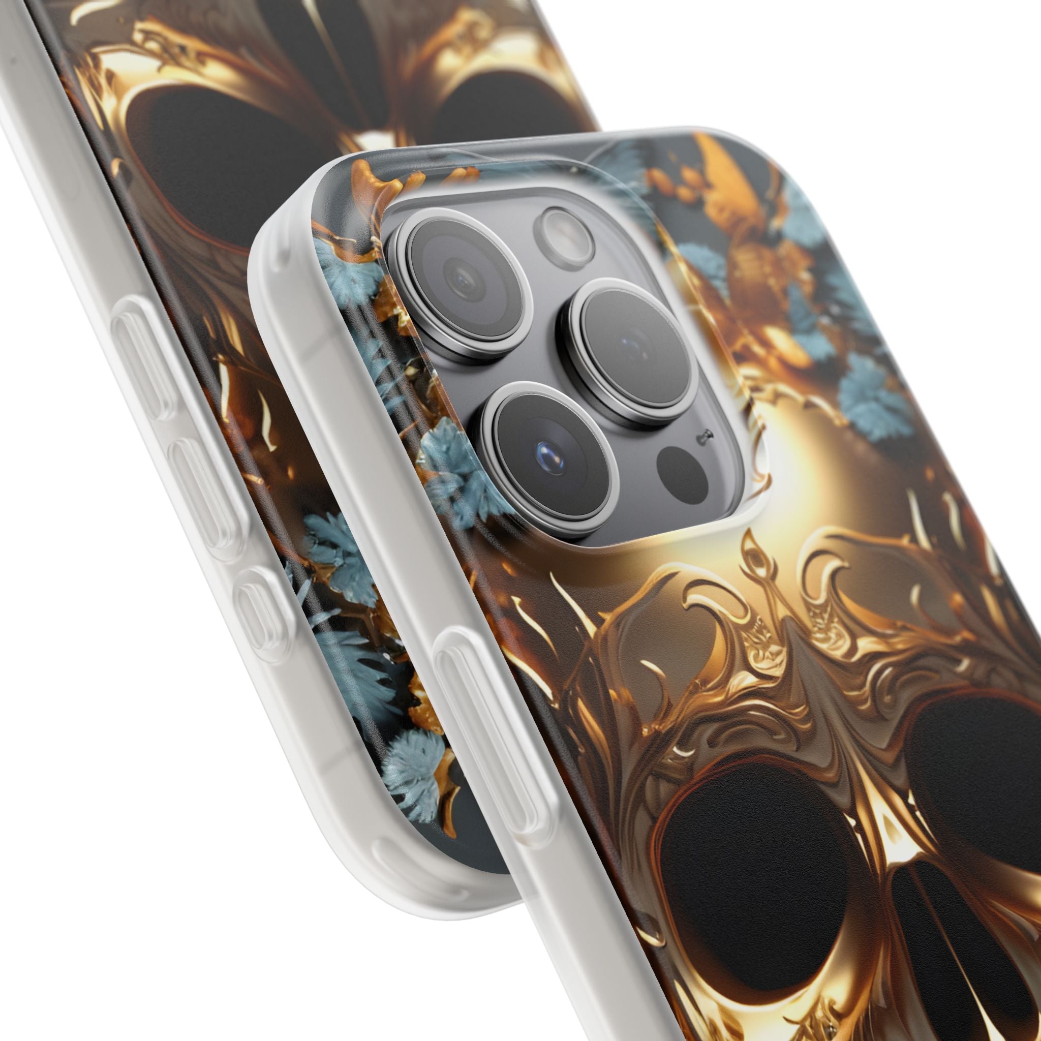 Golden Skull Floral & Butterflies Flexi Case - Apple iPhone Case