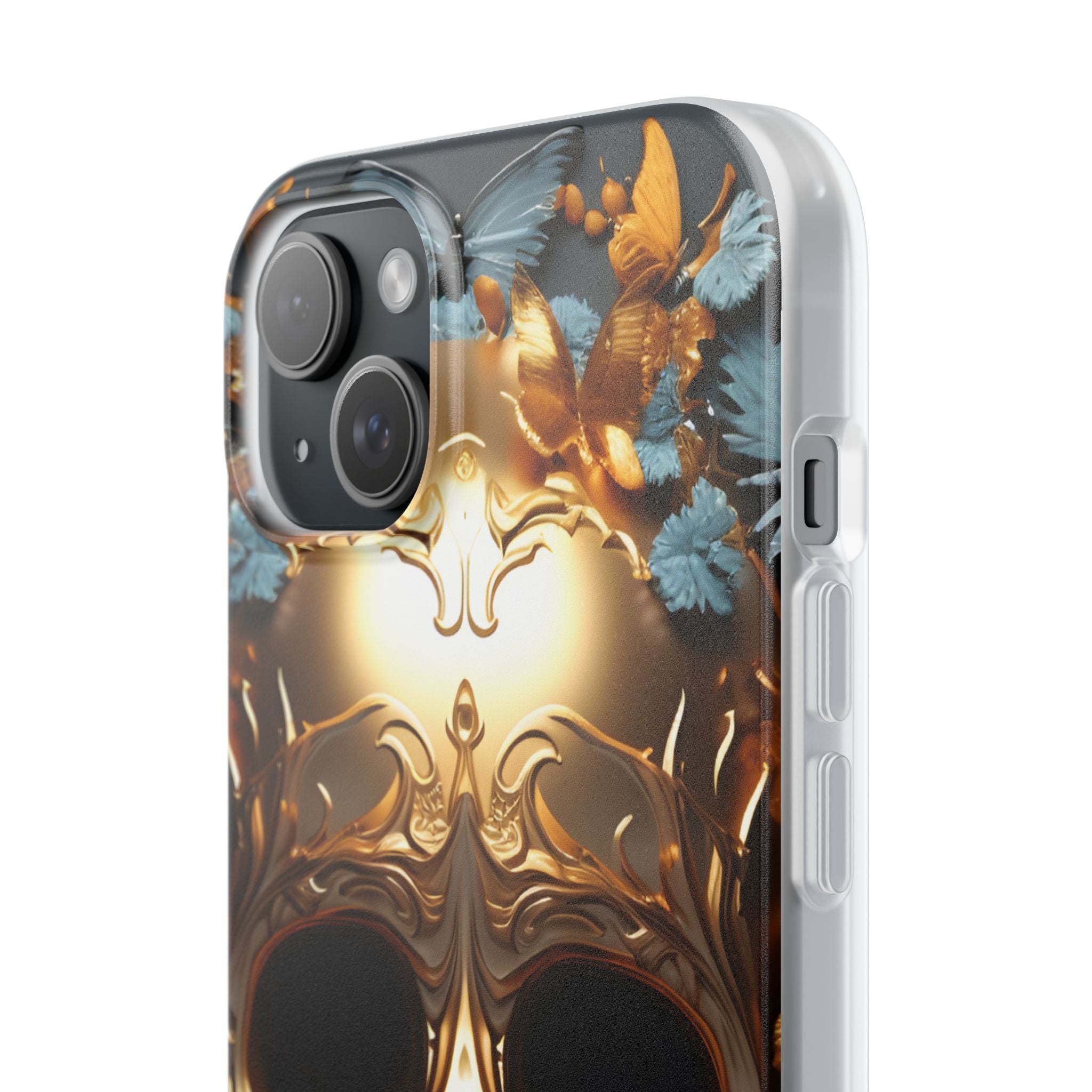 Golden Skull Floral & Butterflies Flexi Case - Apple iPhone Case
