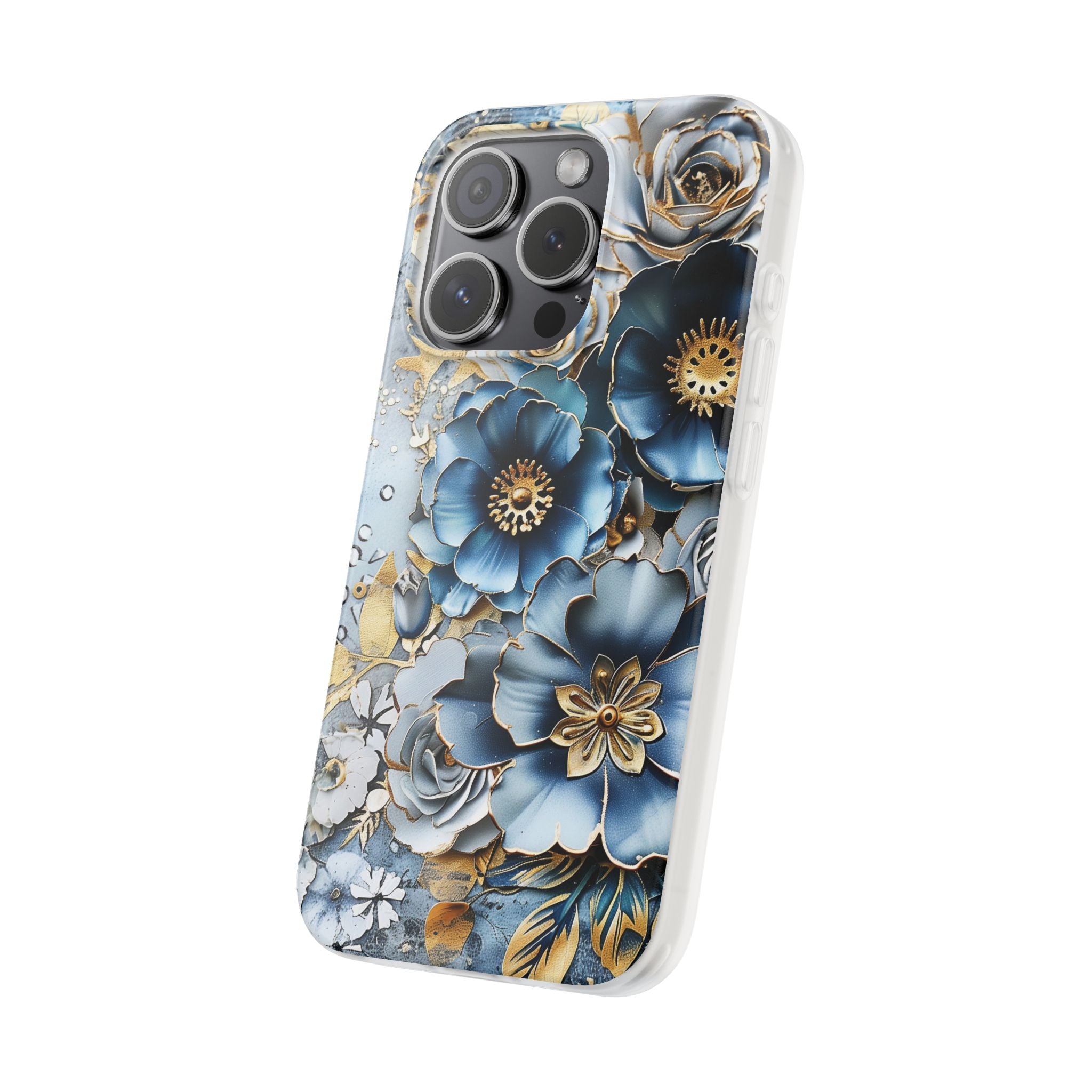 Blue Blooming Flowers Flexi Case - Apple iPhone Case