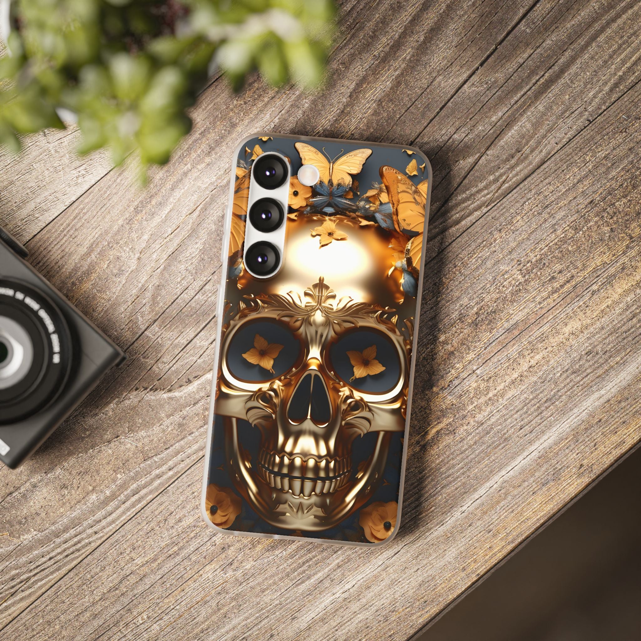 Golden Skull Floral Armor Flexi Case - Samsung Galaxy Case