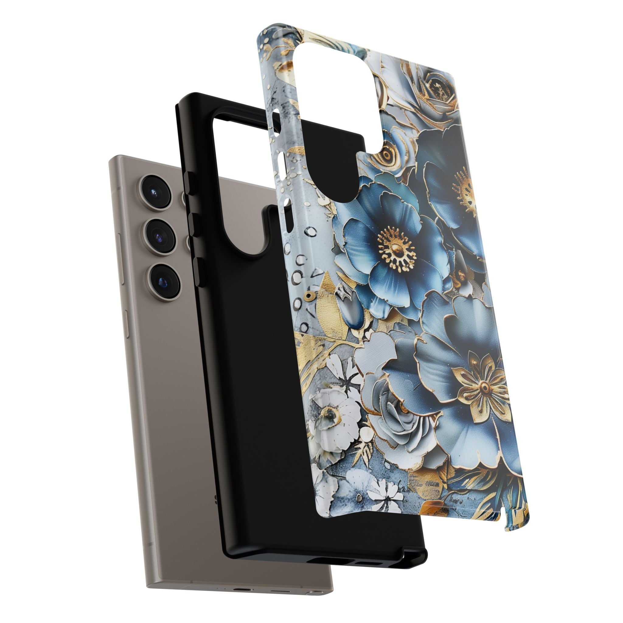 Blue Blooming Flowers - Tough Guard Samsung Galaxy Case