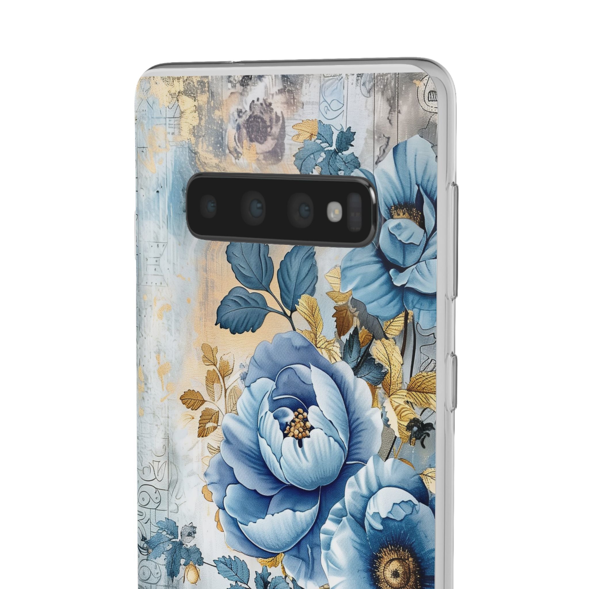 Blue & Gold Blooming Flowers Flexi Case - Samsung Galaxy Case