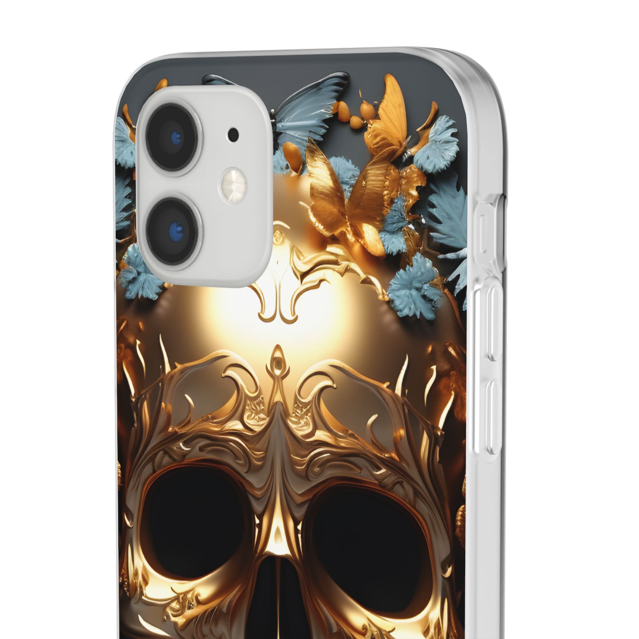 Golden Skull Floral & Butterflies Flexi Case - Apple iPhone Case
