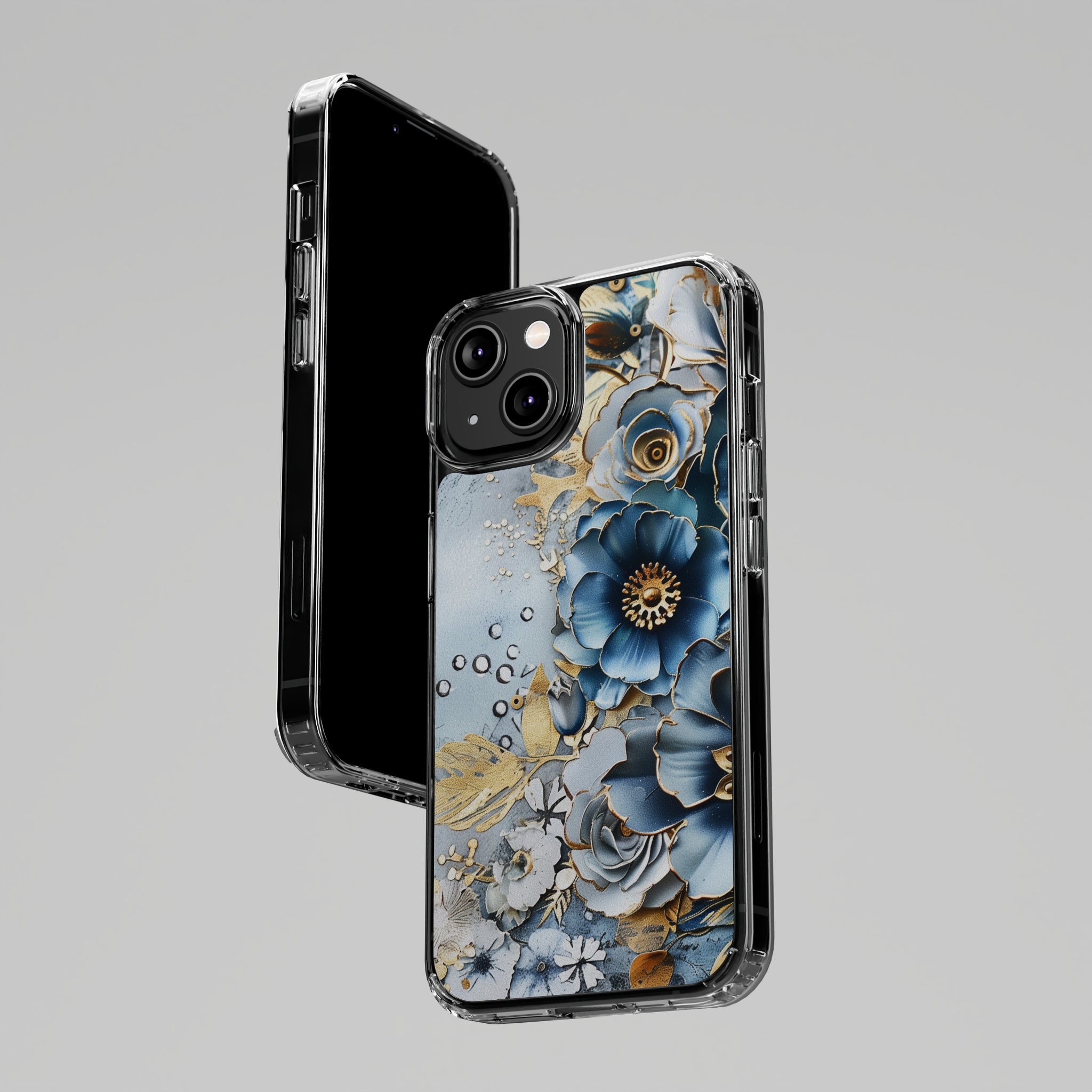 Blooming Blue Floral Bouquet - Crystal Guard Durable Apple iPhone Case