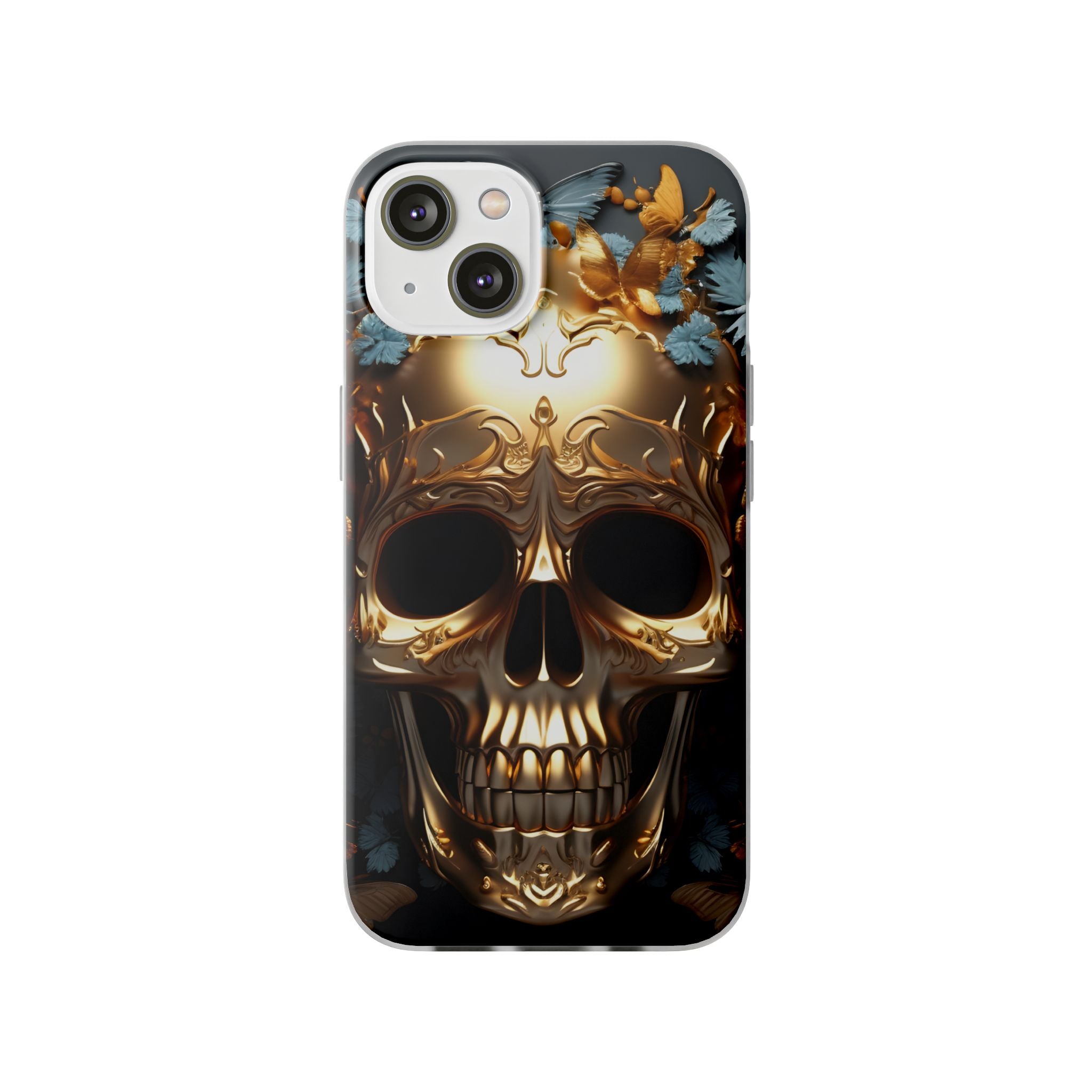 Golden Skull Floral & Butterflies Flexi Case - Apple iPhone Case