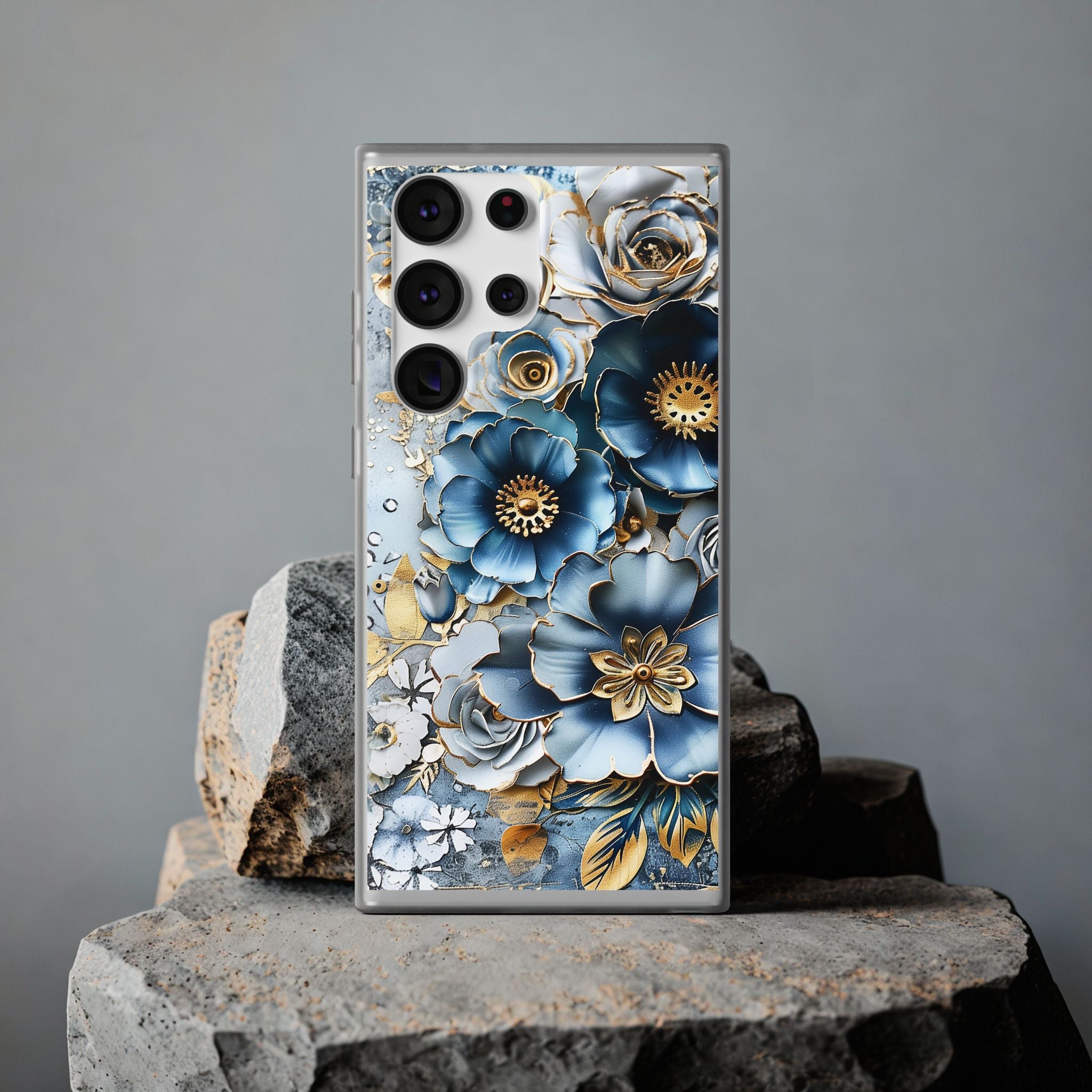 Blue Blooming Flowers Flexi Case - Samsung Galaxy Case