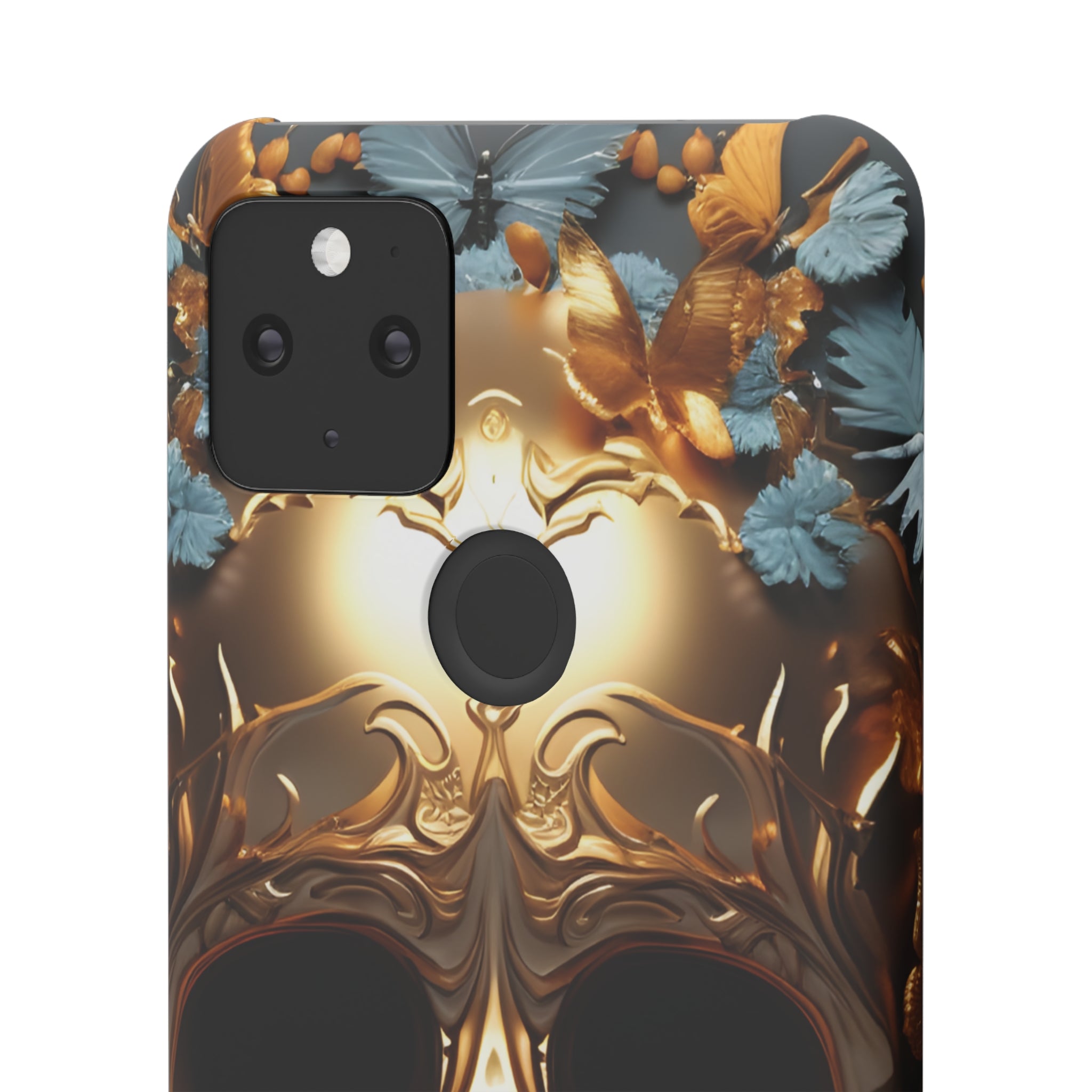 Golden Skull Floral & Butterflies Snap Case - Google Pixel Case