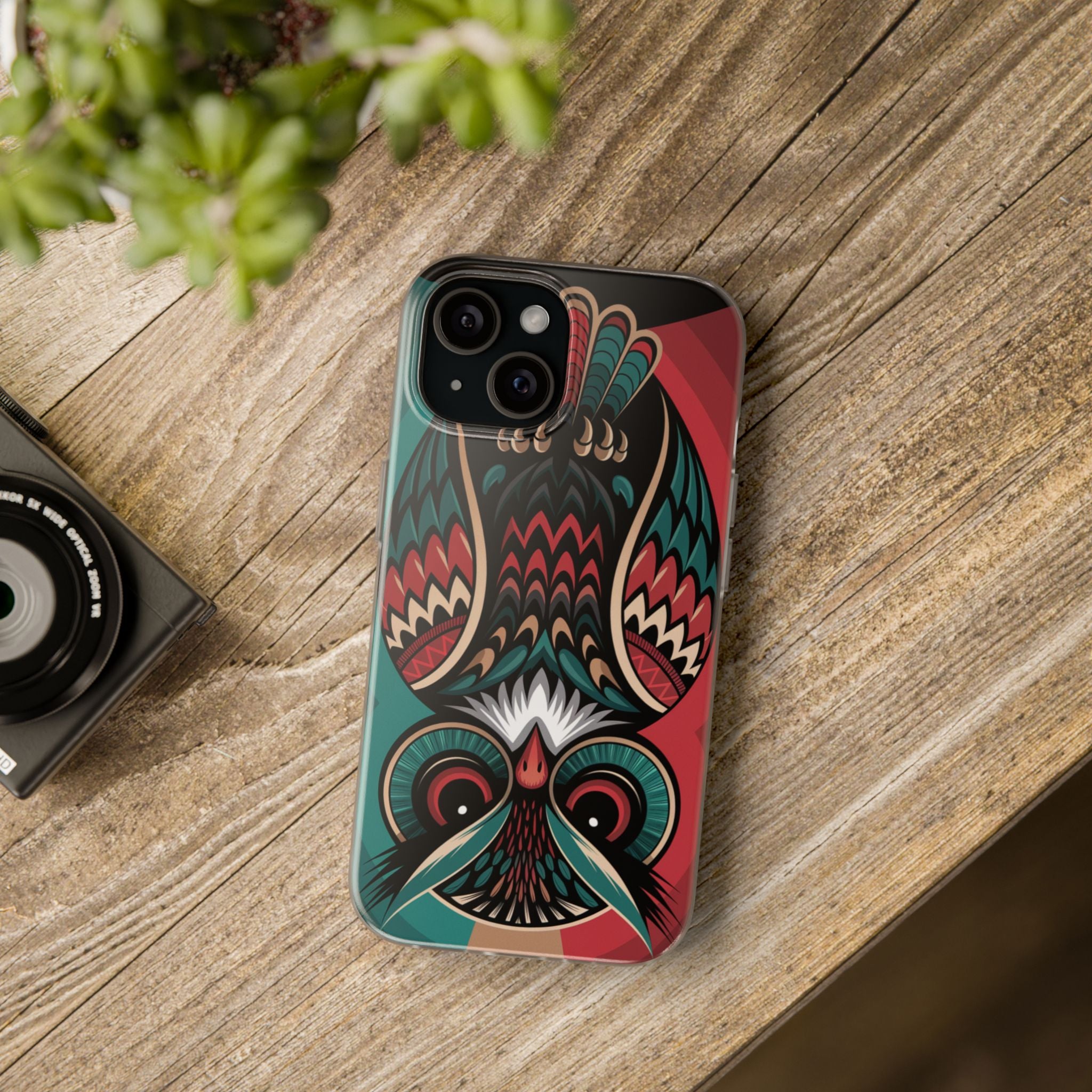 Majestic Haida Native American Owl - Flexi Case Apple iPhone Case